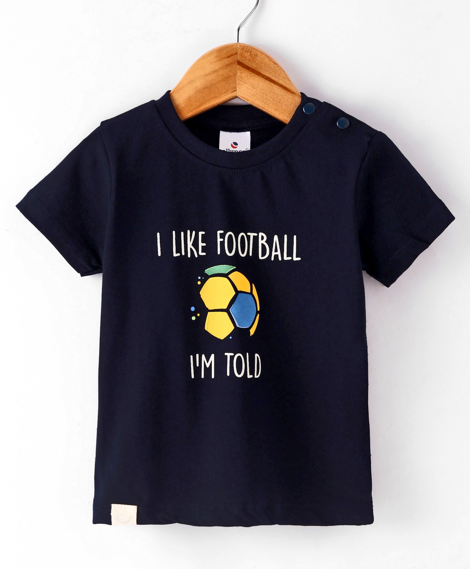 OLLYPOP Sinker Cotton Knit Half Sleeves T-Shirt with Text & Ball Print - Navy Blue-image-16