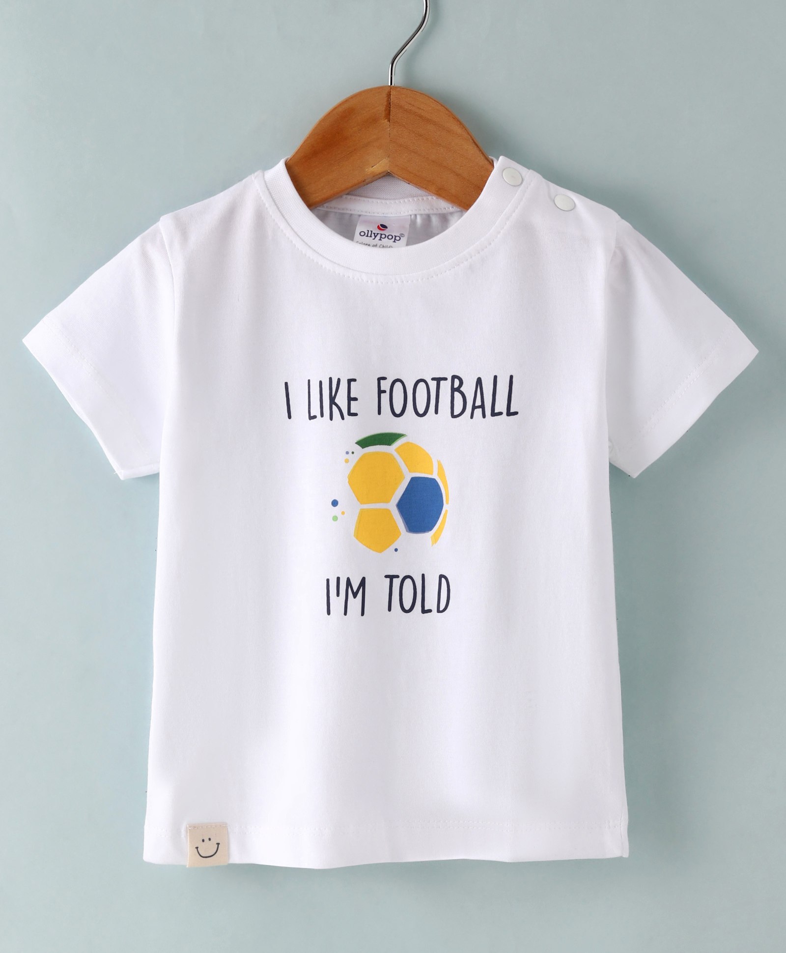 OLLYPOP Sinker Cotton Knit Half Sleeves T-Shirt with Text & Ball Print - White-picture-15