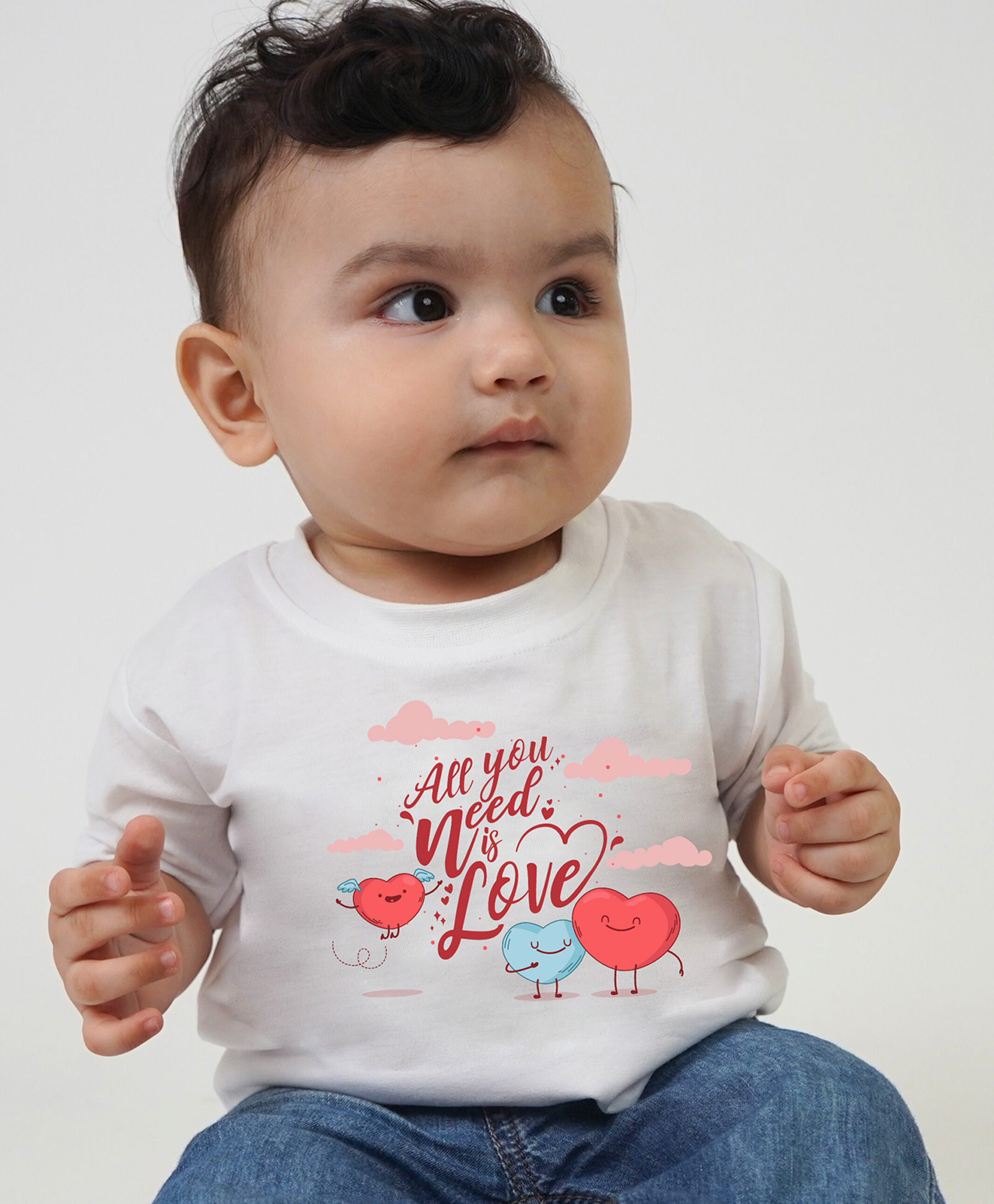 KNITROOT Half Sleeves All You Need Is Love Printed Tee - White-image-48