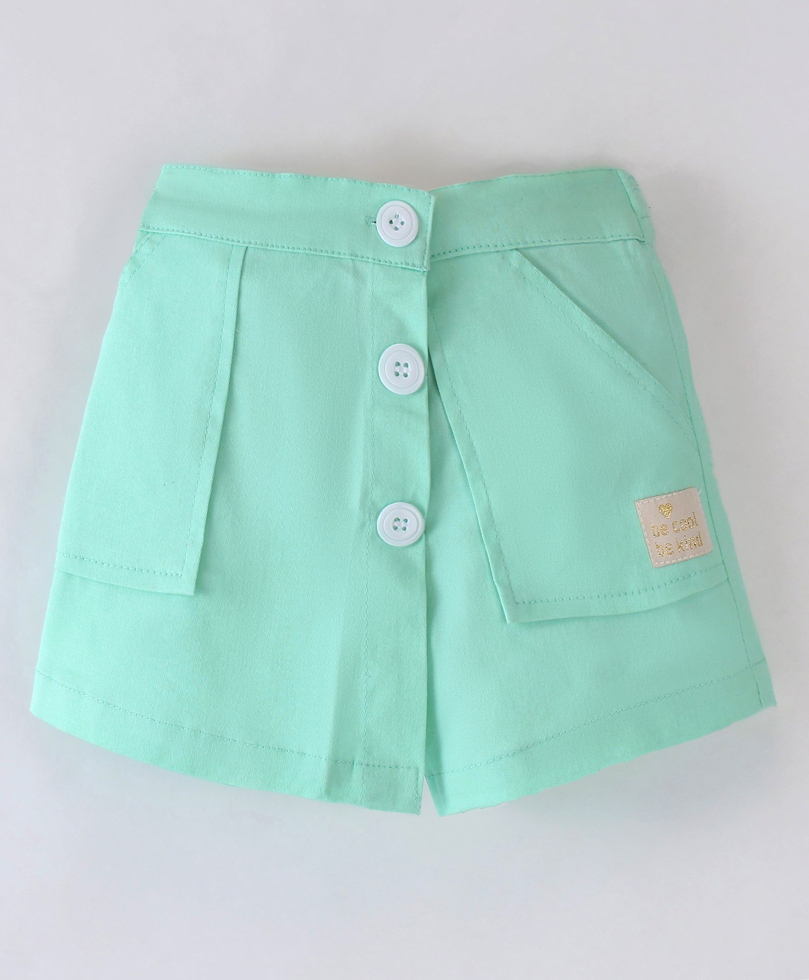 Little Kangaroos Twill Mid Thigh Skorts Faux Button Applique - Green-image-40