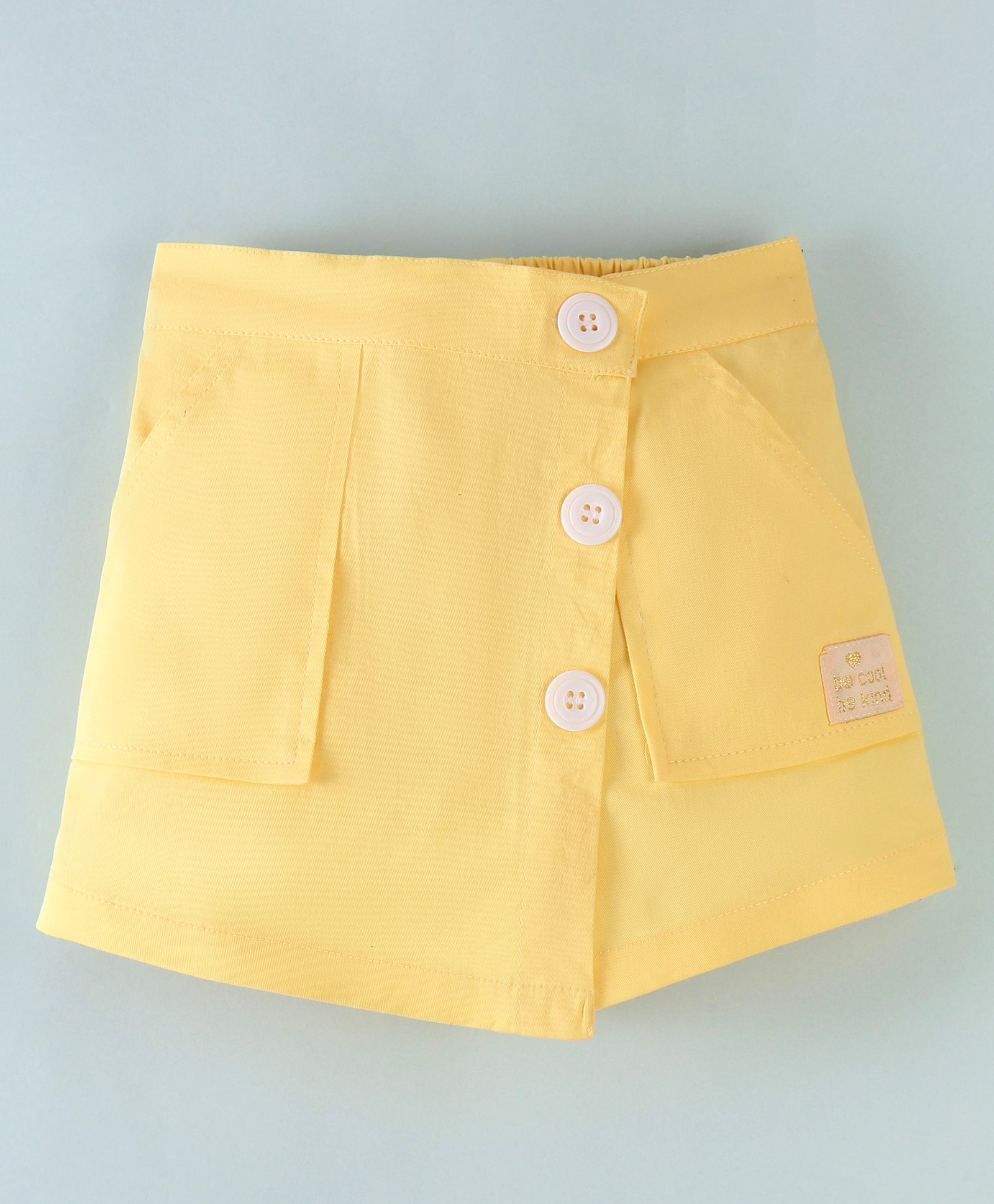 Little Kangaroos Twill Mid Thigh Skorts Faux Button Applique - Yellow-picture-12