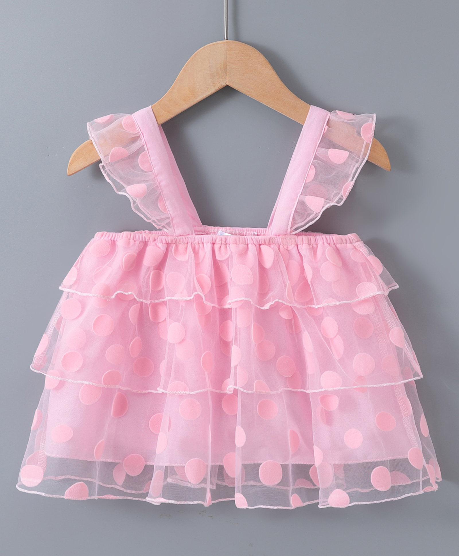 Kookie Kids Sleeveless Top With Polka Dots Print - Pink-image-49