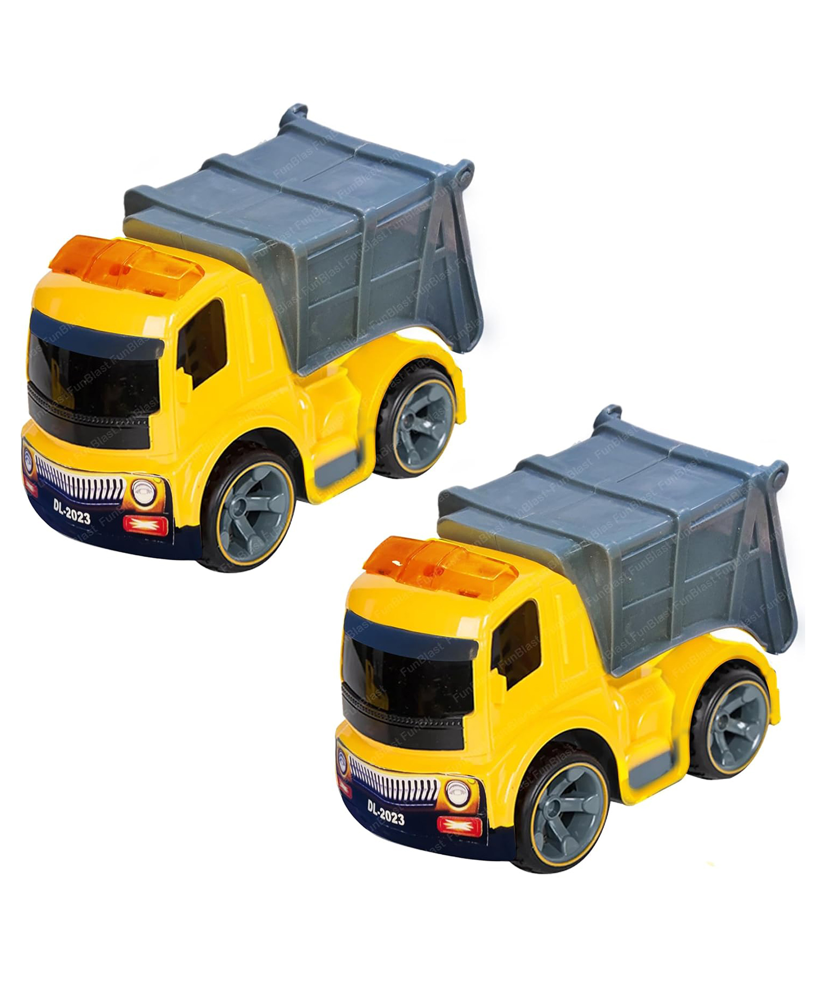 FunBlast Pull Back Dumper Truck Toy  Pack of 2 Multicolor-image-32