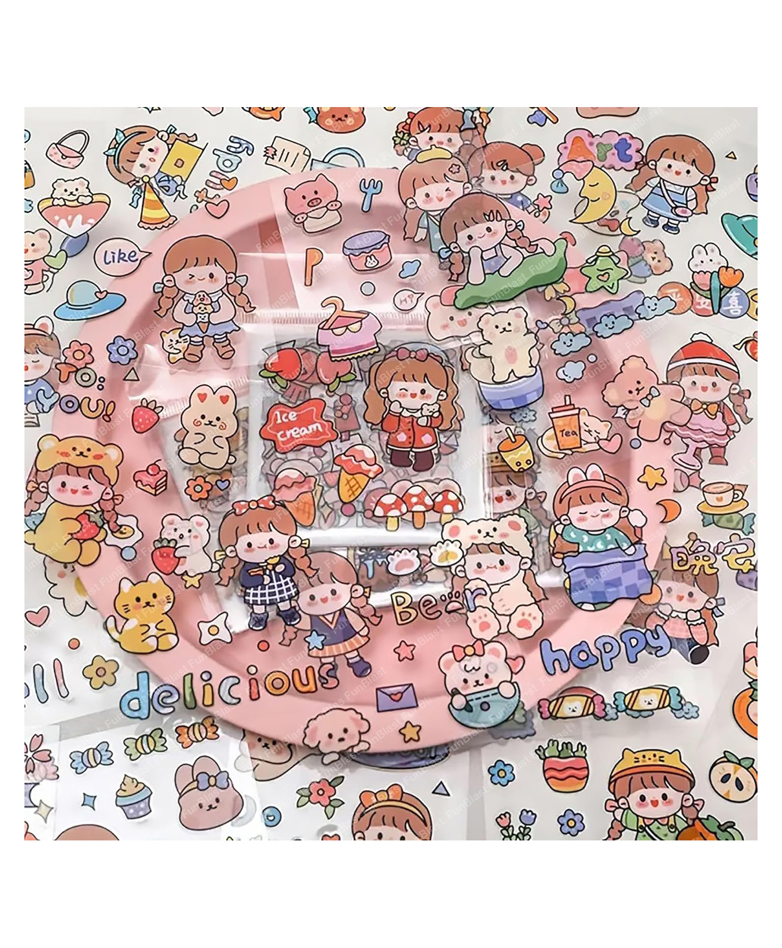 FunBlast Cute Cartoon Theme Kawaii Stickers  100 Sheets-image-44