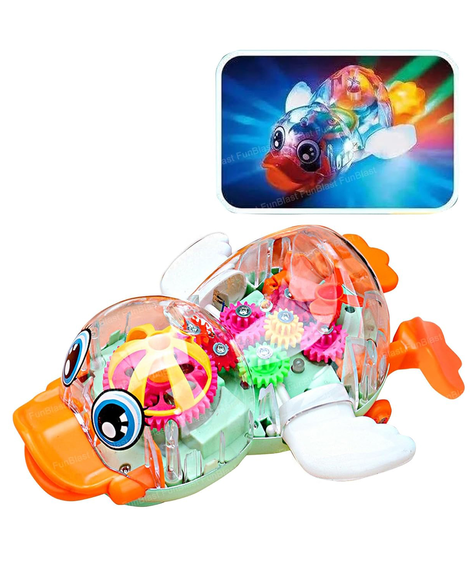 FunBlast Transparent Gear Duck Toy with Flashing Lights and Music  Multicolor-image-42