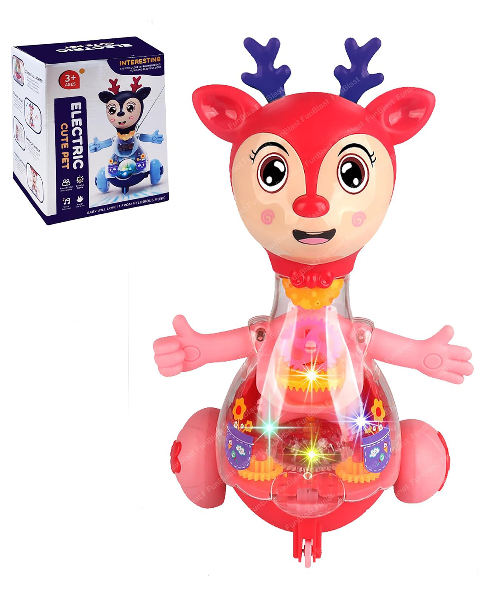 FunBlast Transparent Deer Toy with 3D Flashing Light & Sound  Red-picture-14