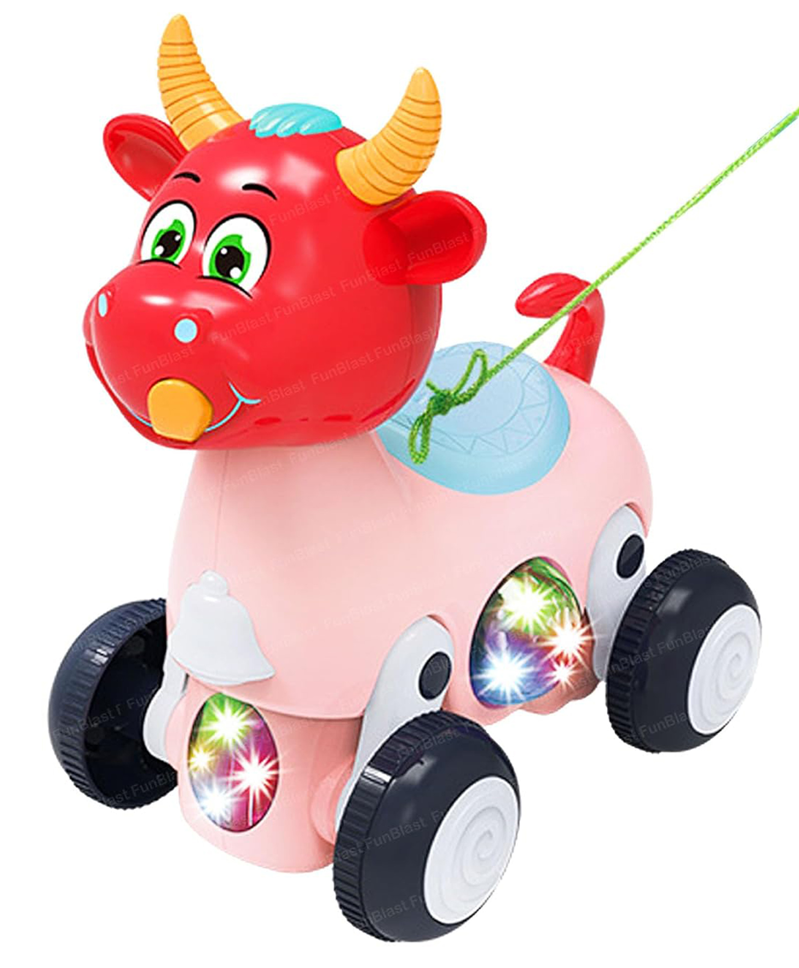 FunBlast Pull Along Animal Figure Toy with Flashing Lights and Music  Pink-image-37