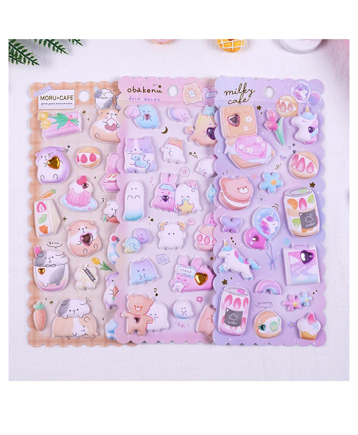 FunBlast Cute Kawaii Puffy Stickers Set  Pack of 3 Sheets Multicolor-image-39