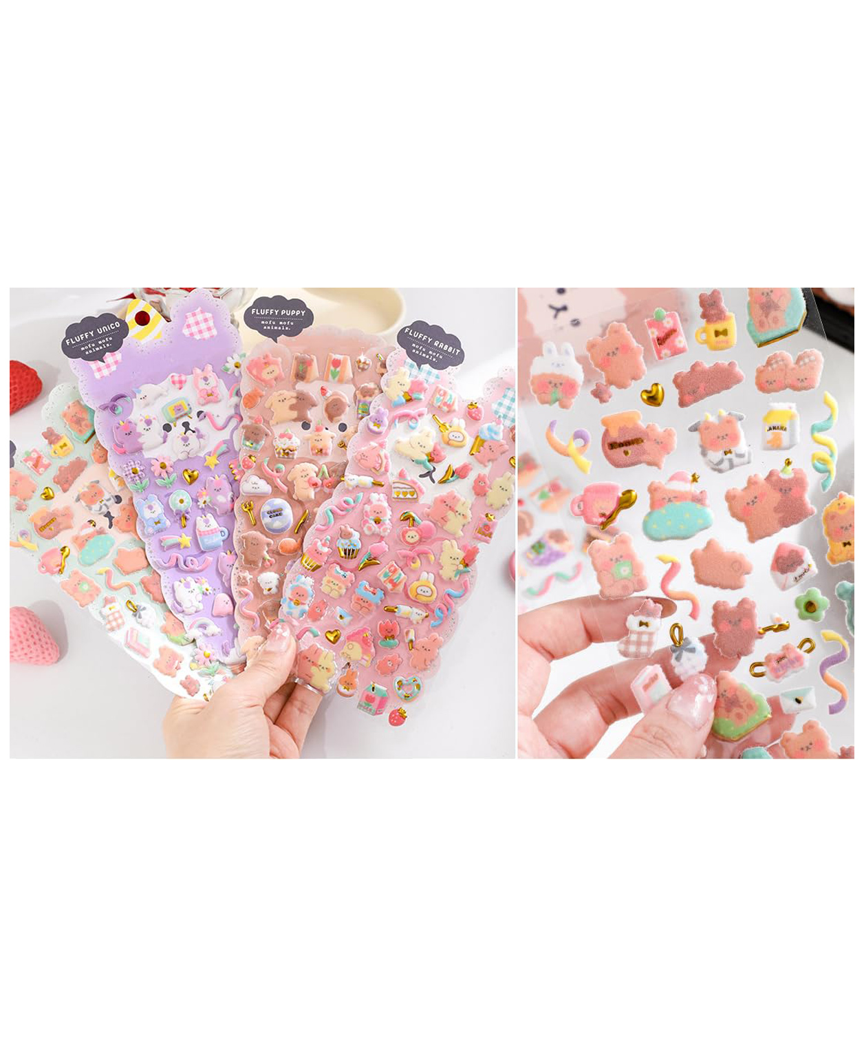 FunBlast Cute Kawaii Puffy Stickers Set  Pack of 4 Sheets Multicolor-image-48