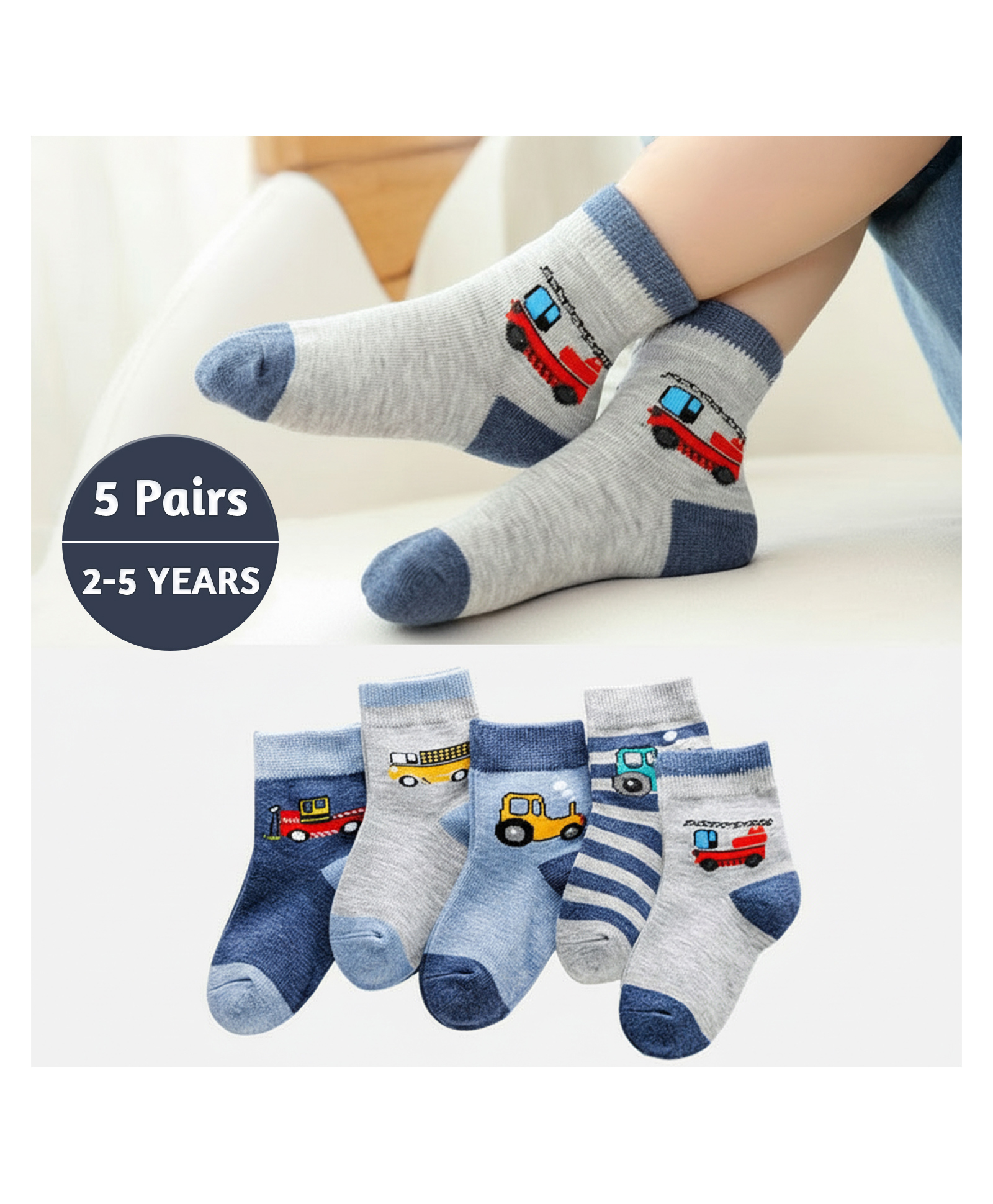 SYGA 5 Pairs Socks Baby Autumn And Winter Cotton Socks, Baby Mid-Calf Socks 9M - 24M-picture-20
