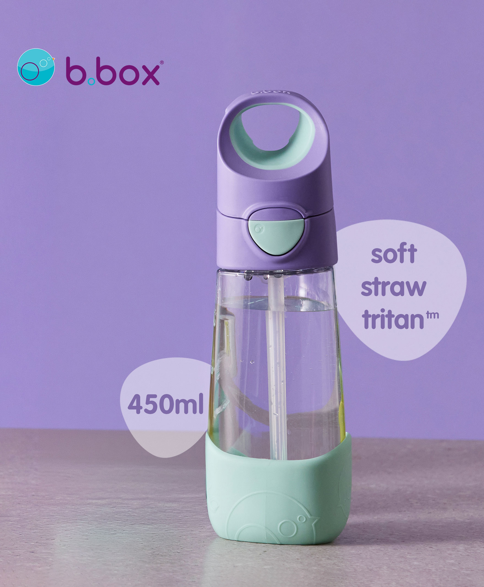 b.box Tritan Straw Drink Bottle 450ml - Lilac Pop Purple-picture-12