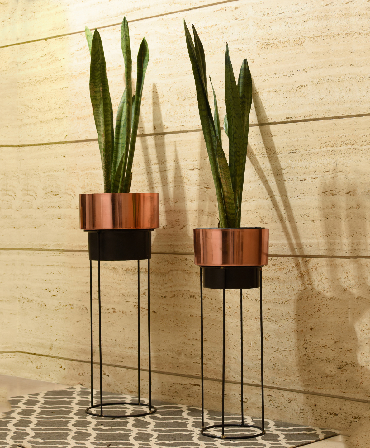 Green Girgit Bronze Planter Stand -  Set of Two-picture-17