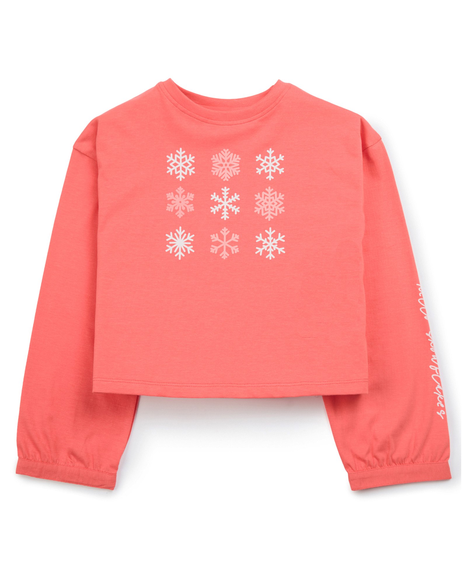 My Milestones Full Sleeves Snow Flake Printed Drop Shoulder Top - Coral-image-30