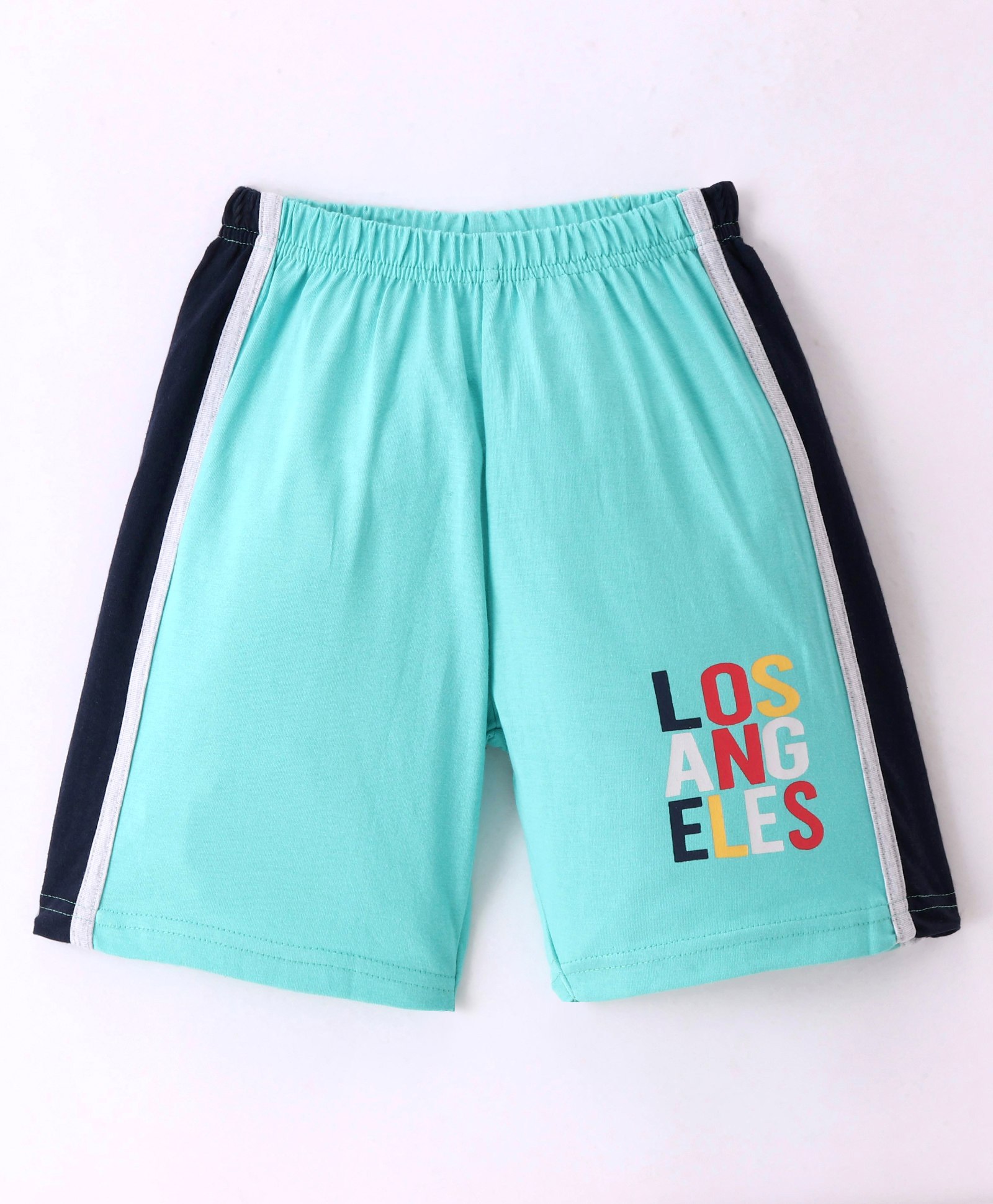 Taeko Cotton Single Jersey Knit Knee Length Shorts Text Print - Blue-picture-23