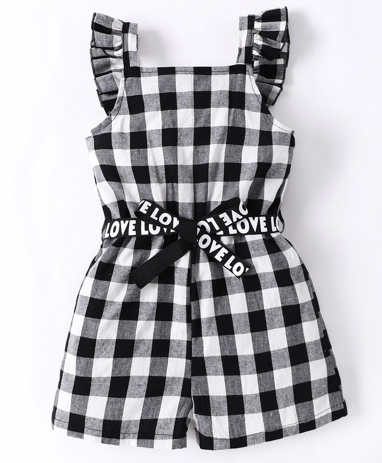 Kookie Kids Sleeveless Checked Jumpsuit - Black-picture-13