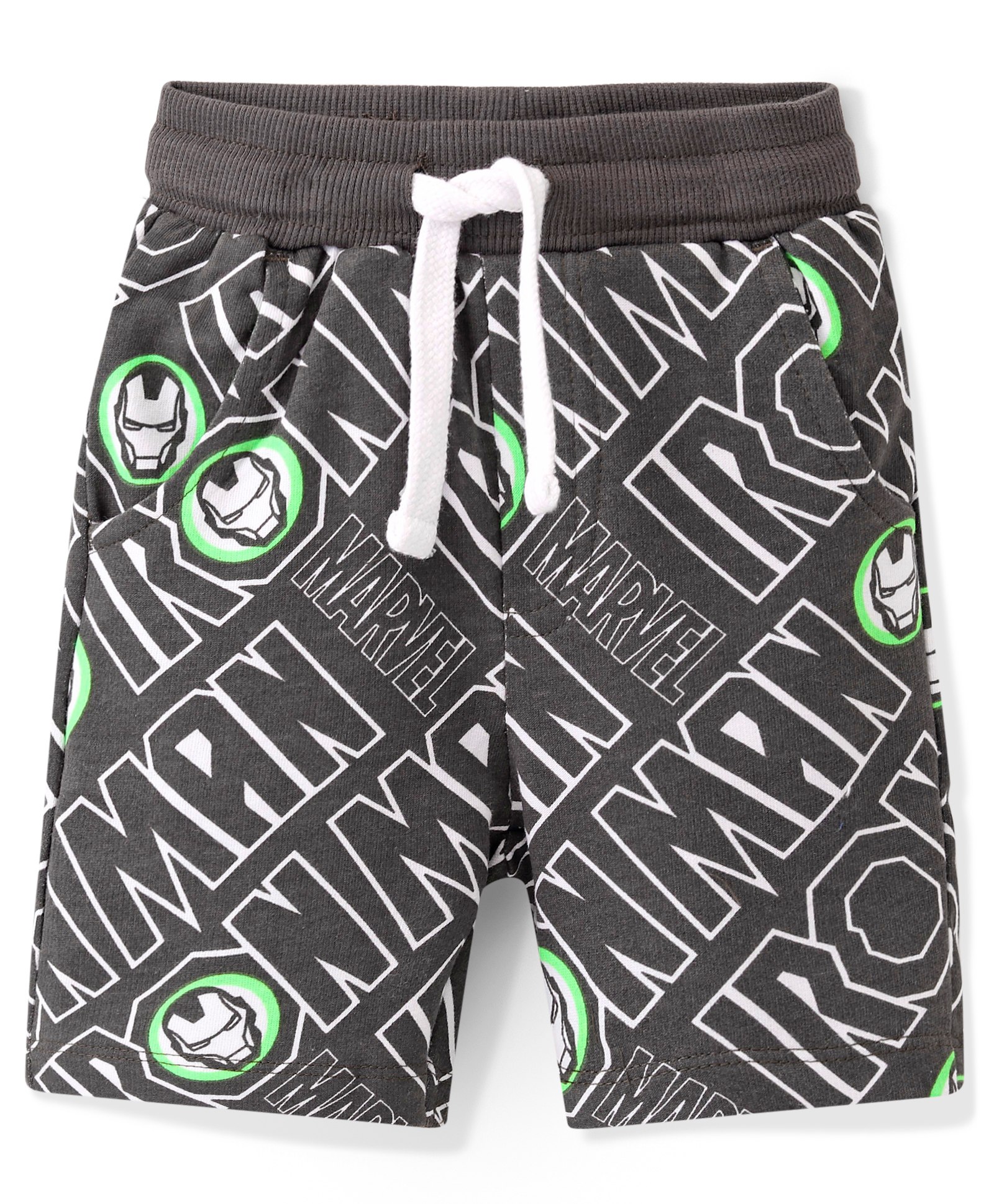 Babyhug Marvel Cotton Terry Knit Shorts Iron Man Print - Dark Grey-picture-13
