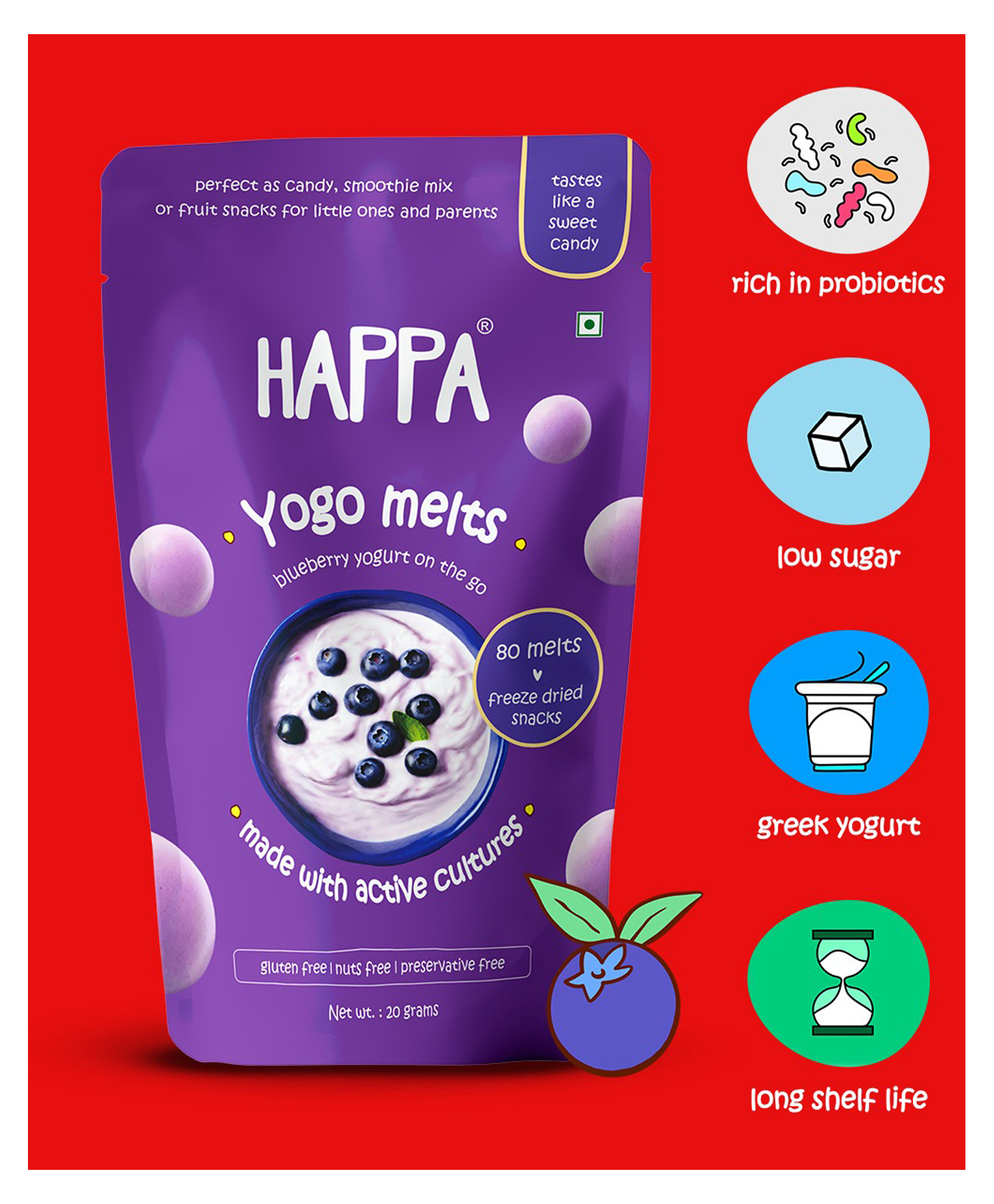 Happa Yogo Melts I Fruit & Yogurt snack for little ones I Bluberry yogurt I Good  I Easy to Carry I Great taste-image-11