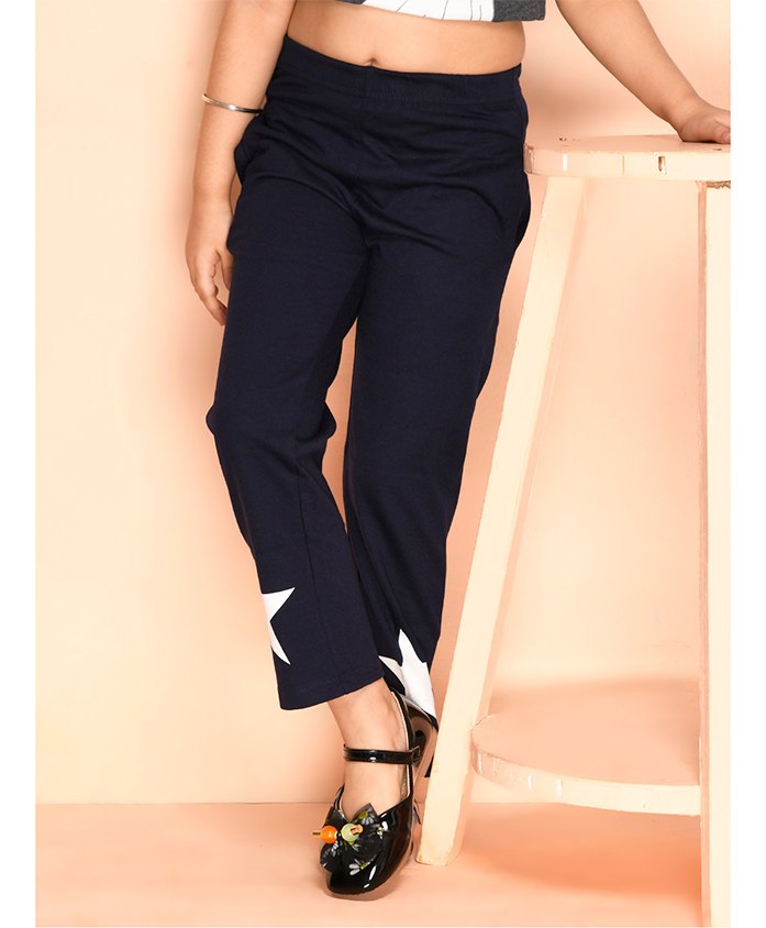 Kids Cave 100% Cotton Biowashed Star Printed Track Pant - Blue-picture-22
