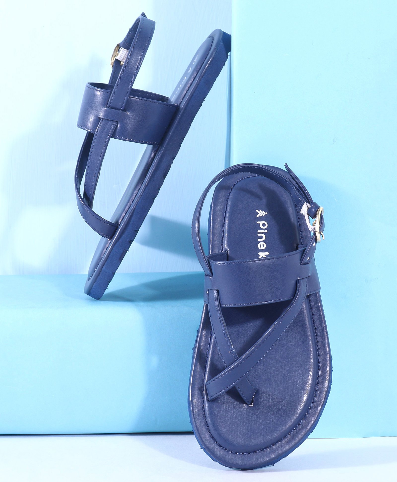 Pine Kids Ethnic Wear Sandals with Buckle Closure -  Blue