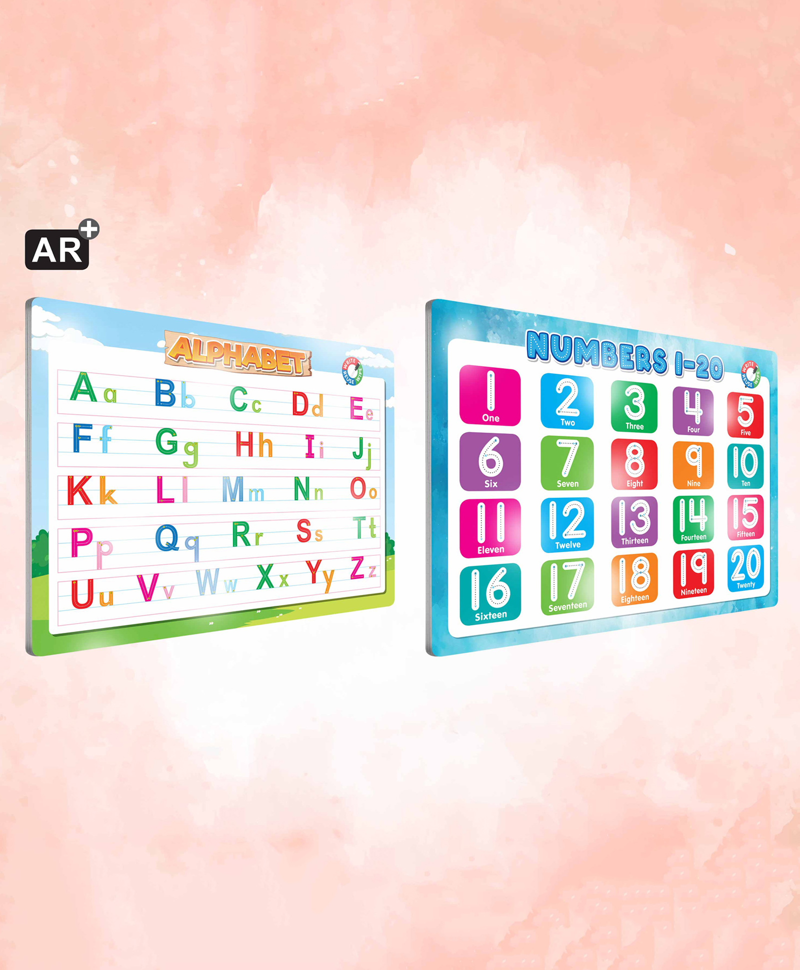 Gowoo Alphabet Unlimited Write and Wipe and Number 1 - 20 Unlimited Write and Wipe Combo of 2 Slates-picture-25