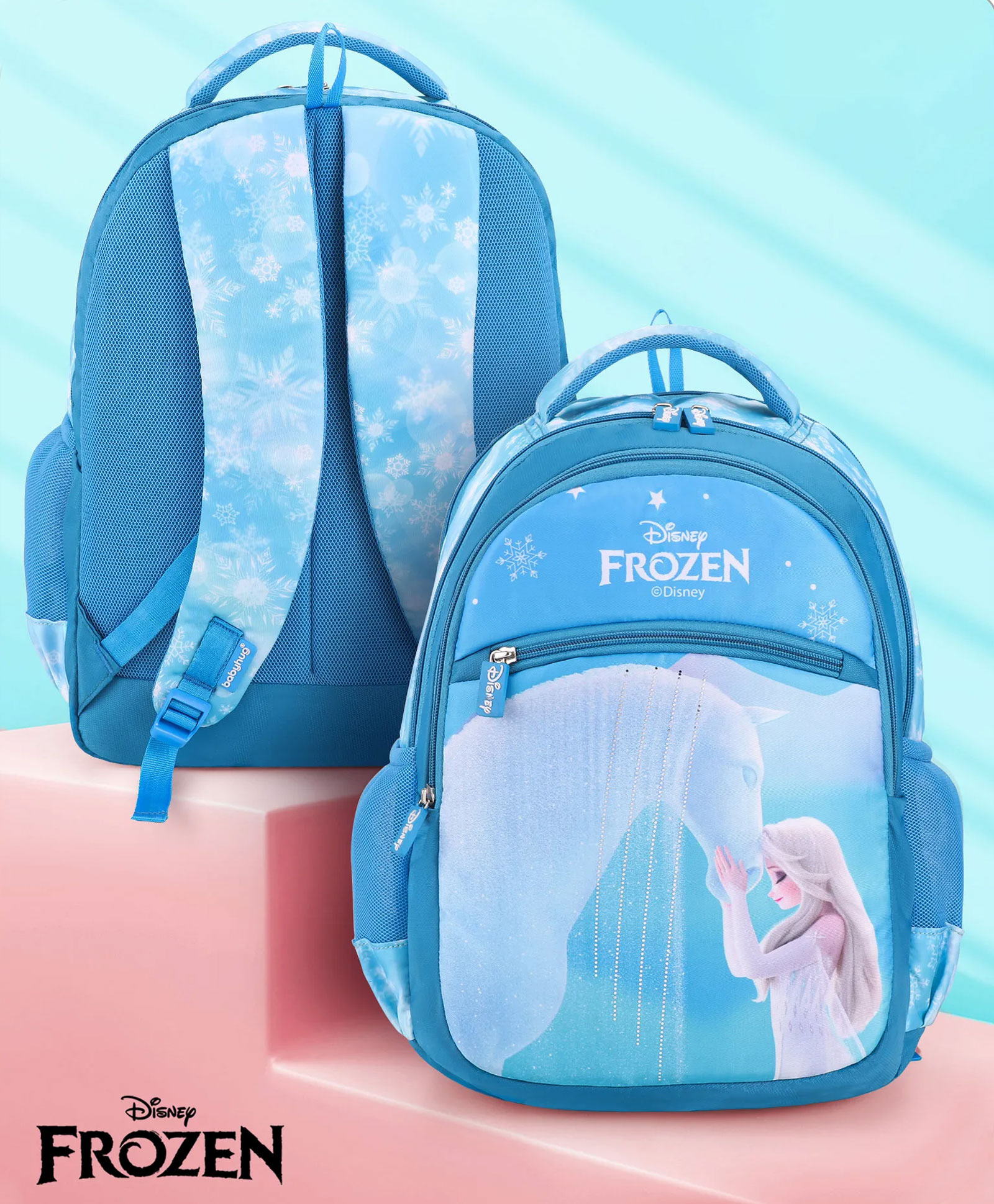 Babyhug Disney Frozen Elsa School Backpack Blue - 16 Inches