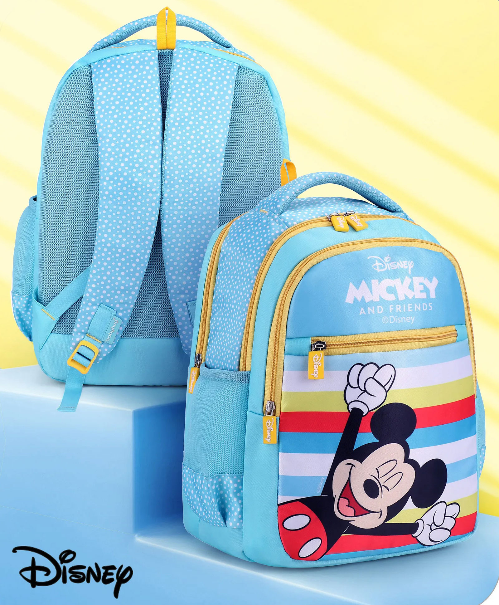 Babyhug Disney Mickey Mouse School Backpack Blue - 16 Inches-picture-35