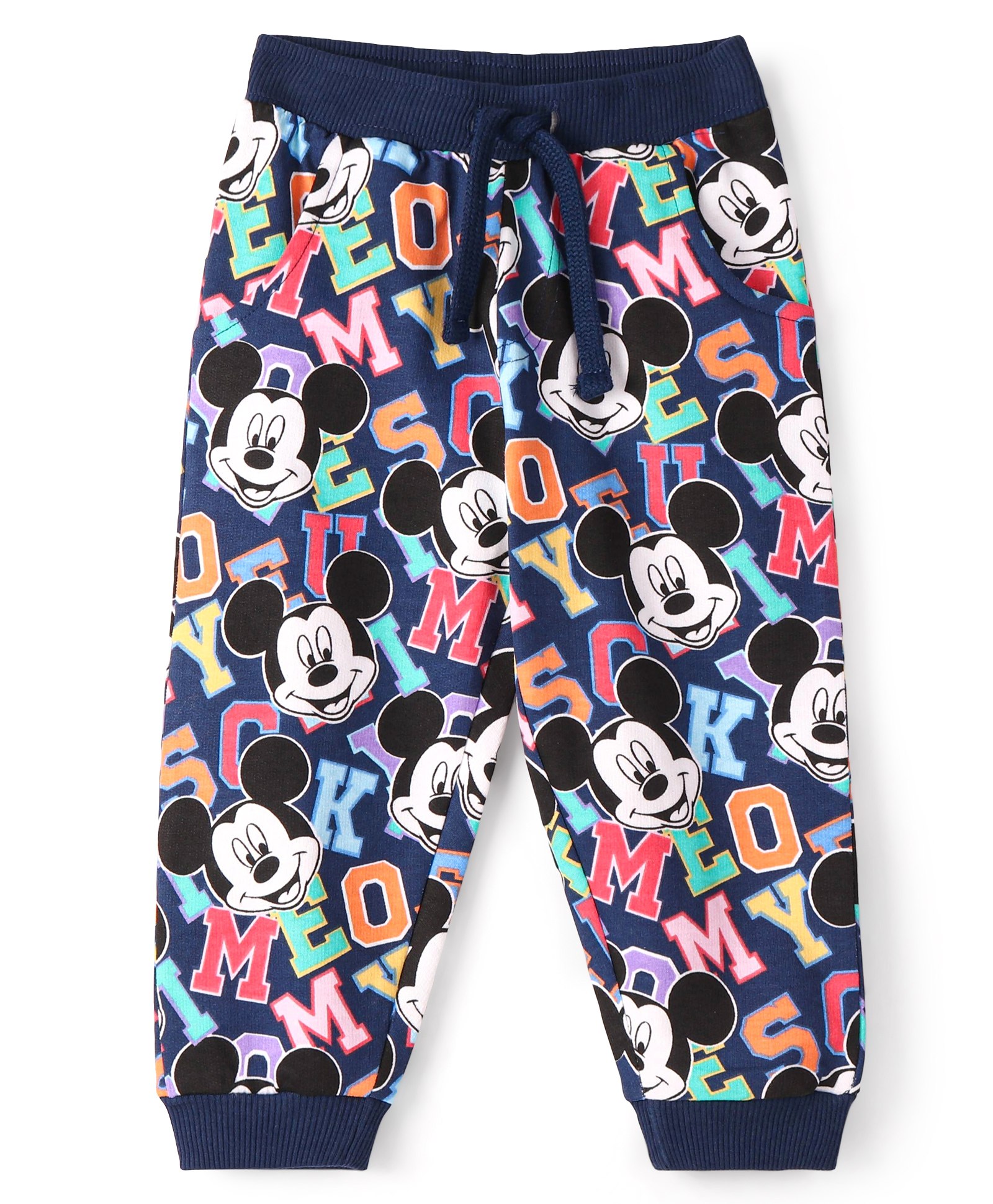 Babyhug Disney Cotton Looper Knit Full Length Lounge Pant Mickey Mouse Print - Navy Blue-picture-27