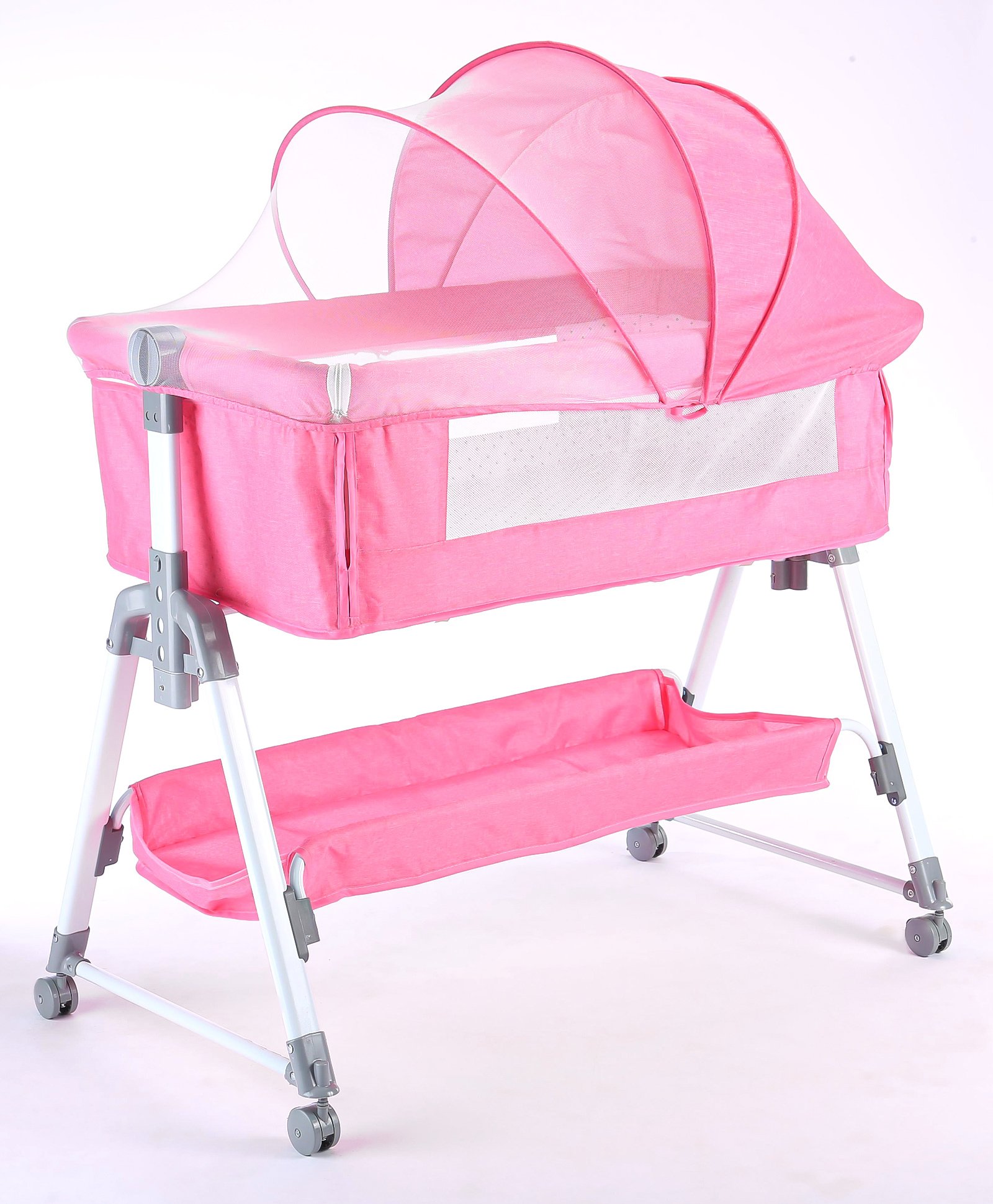 Bassinet With Mosquito Net & Storage - Pink-image-46