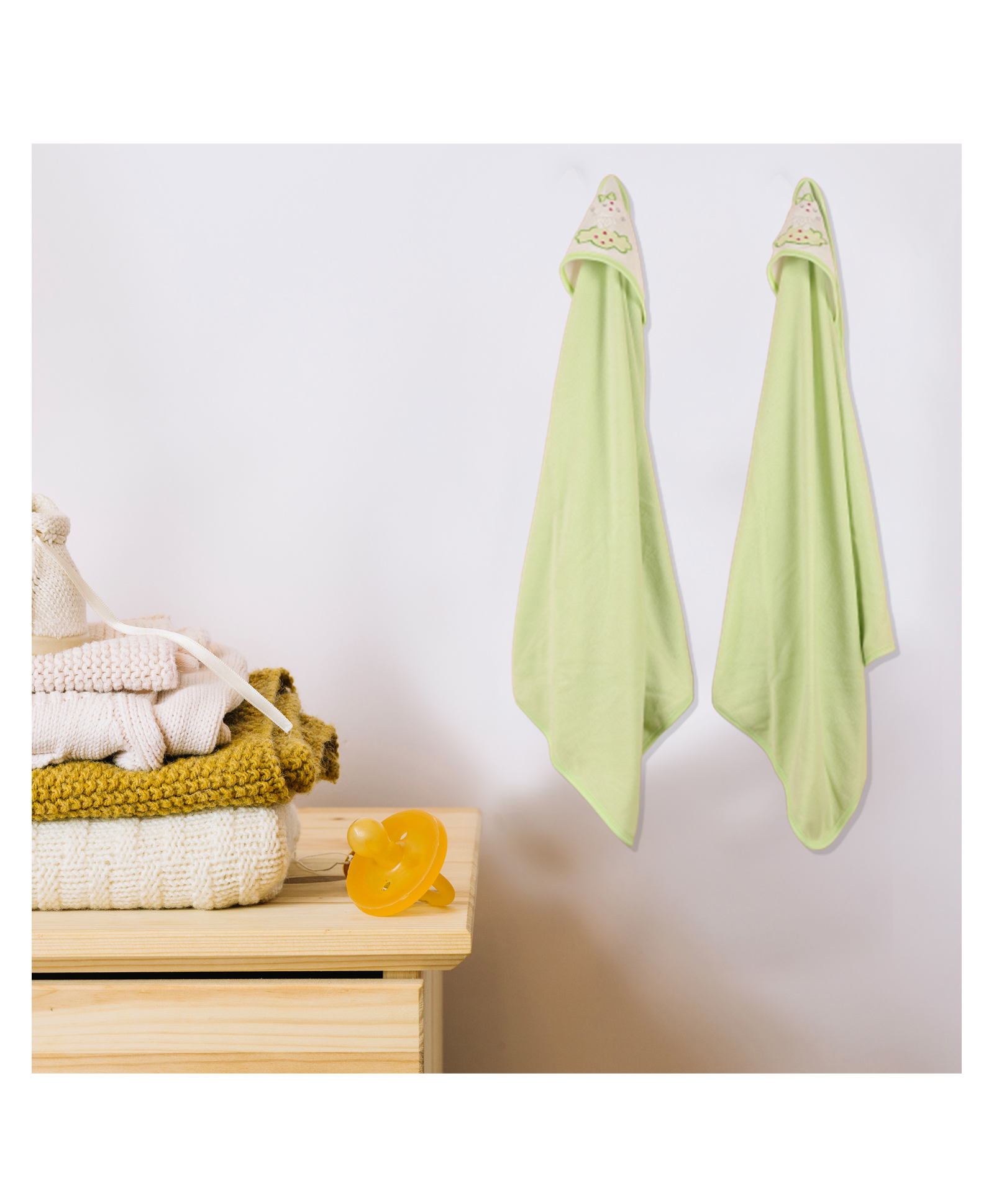 VOIDROP Bath Towels for Newborn Babies Super Soft Double Sided 2 in 1 Baby Hooded Bathing Towels Infants Toddlers,(Pack of 2) Green-image-48