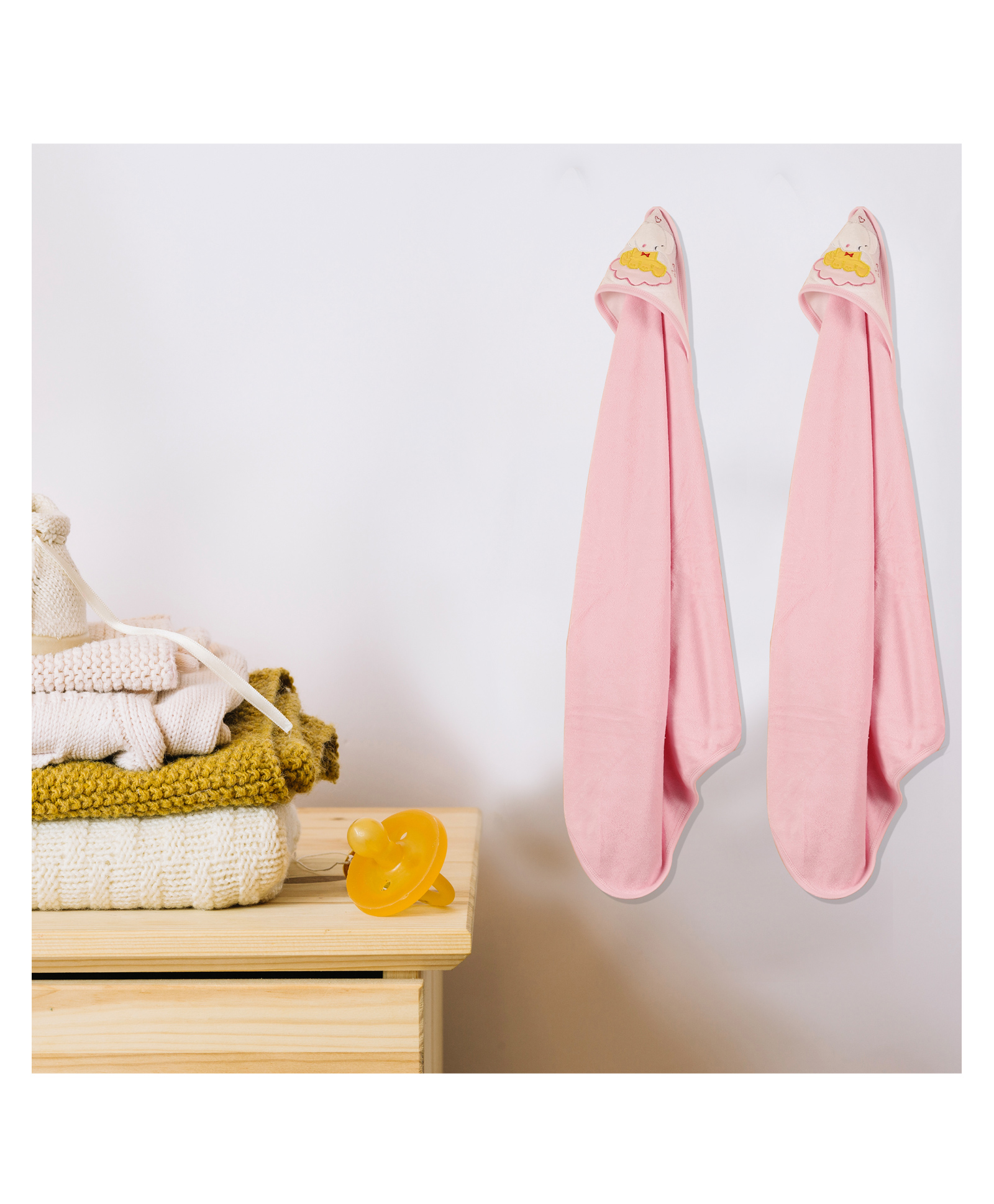 VOIDROP Bath Towels for Newborn Babies Super Soft Double Sided 2 in 1 Baby Hooded Bathing Towels Infants Toddlers,(Pack of 2) Pink-picture-4