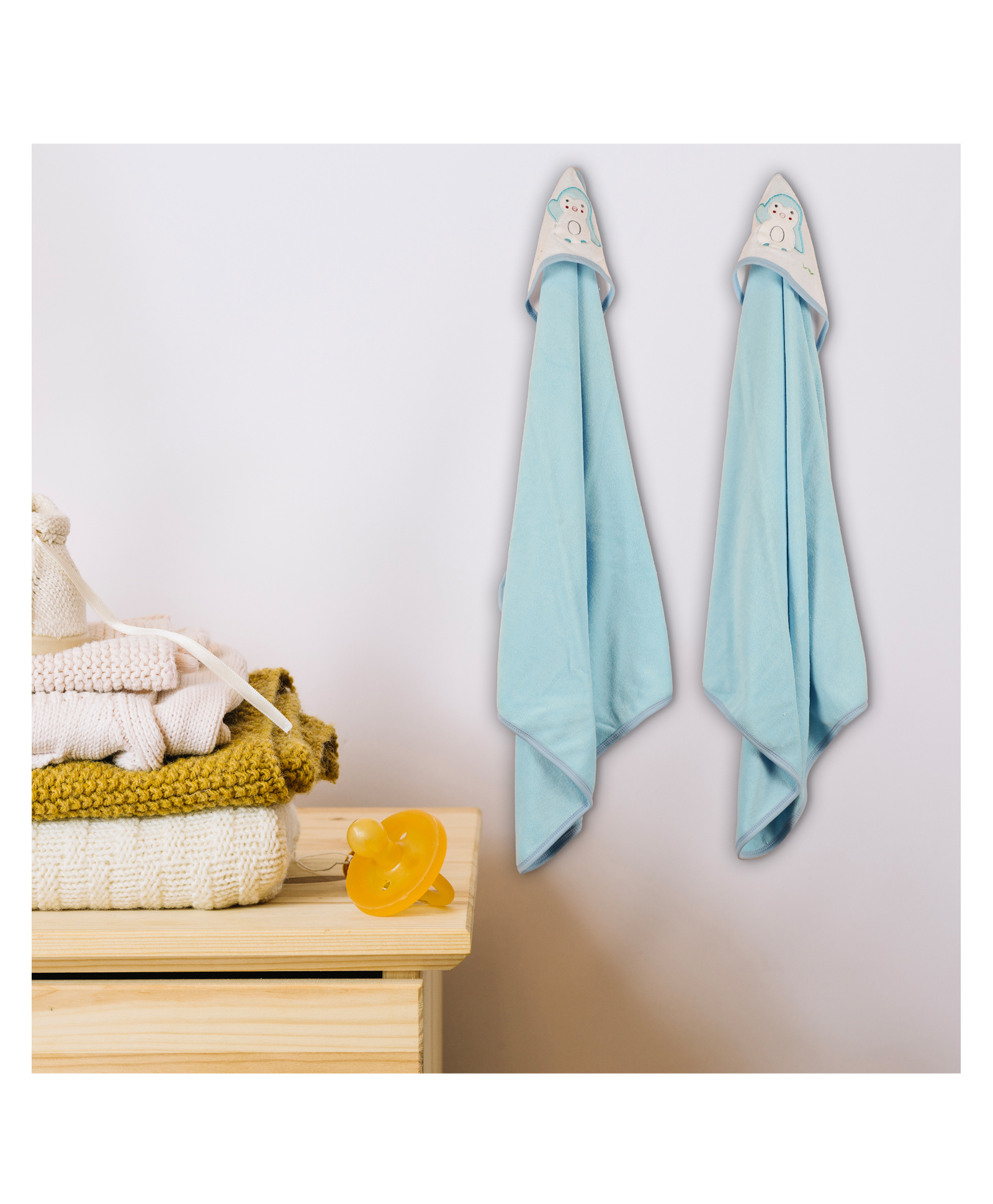 VOIDROP Bath Towels for Newborn Babies Super Soft Double Sided 2 in 1 Baby Hooded Bathing Towels Infants Toddlers,(Pack of 2) Blue-image-42