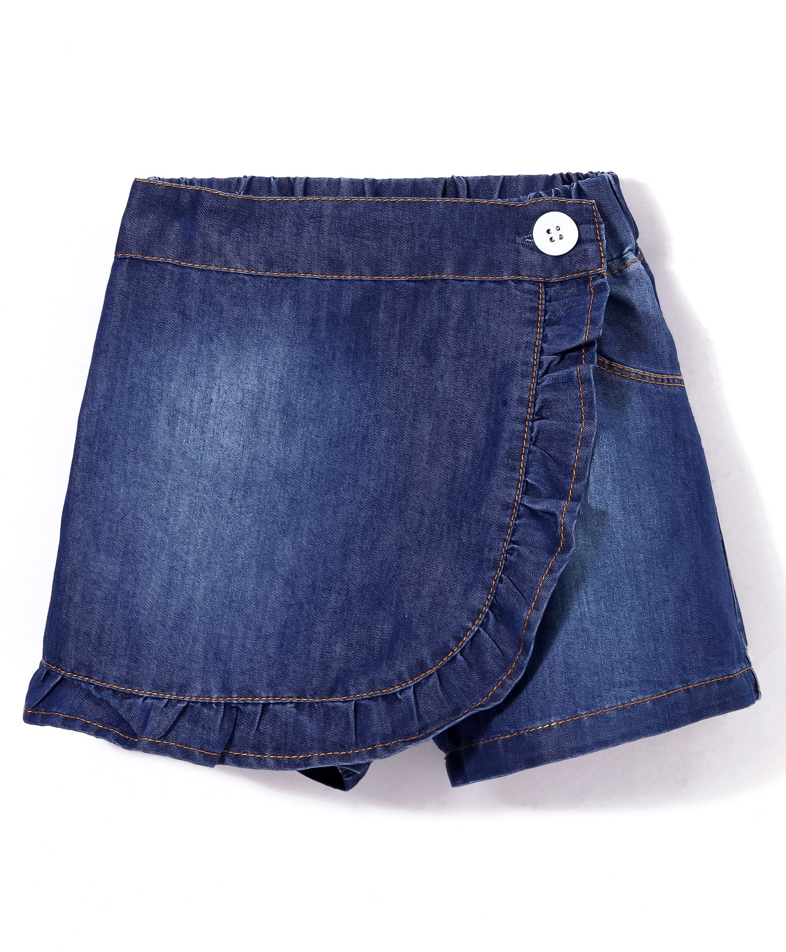 Little Kangaroos 100% Cotton Woven Washed Denim Skort - Dark Blue-picture-25