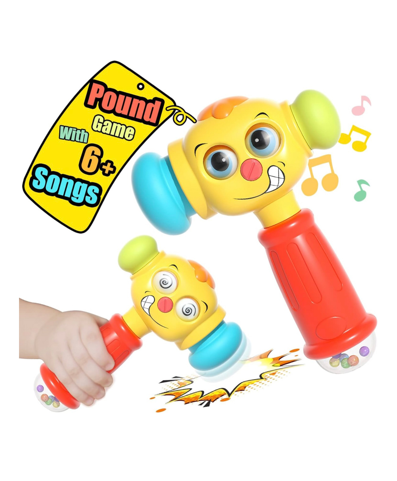 ARCADE TOYS 2 in 1 Musical Pounding Hammer with Lights & Soothing for Kids - Multicolour-picture-30