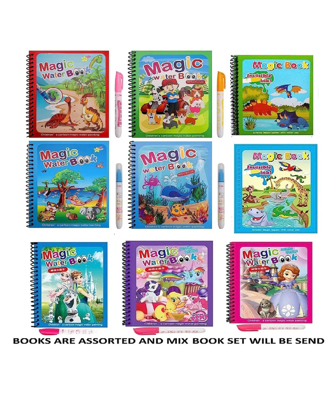 ARCADE TOYS Magic Water Painting Book with Magic Doodle Pen Assorted Color(Pack of 9) - Colour may vary-picture-34