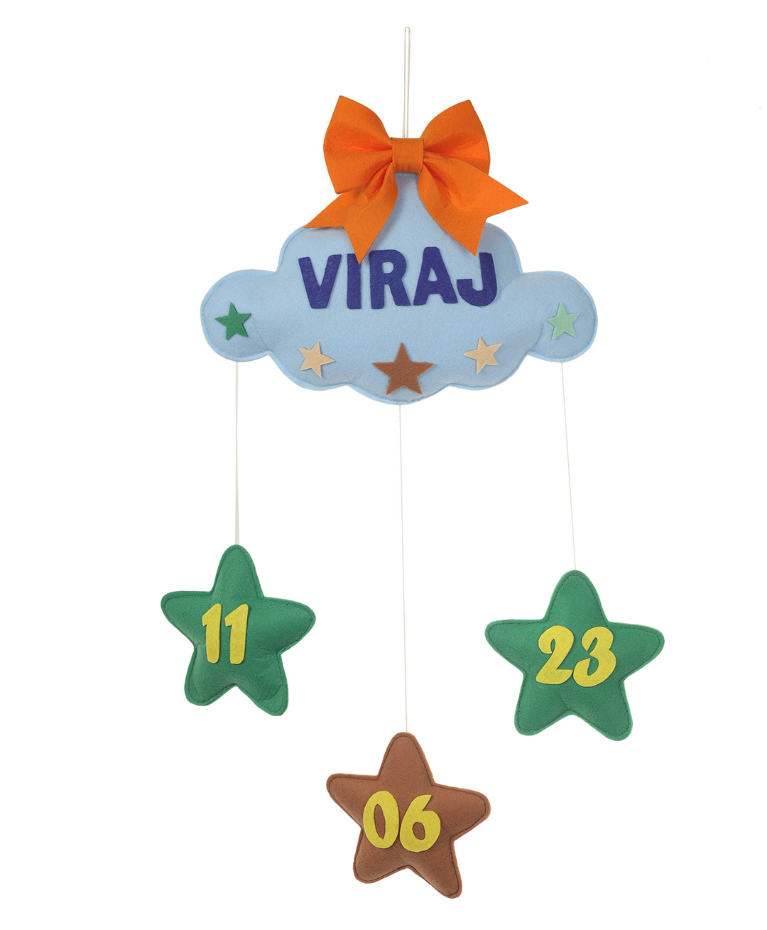 Li'll Pumpkins Cloud & Star Theme Customized/Personalised Felt Name Alphabet Hanging for New Borns Kids Room Light Blue-picture-10