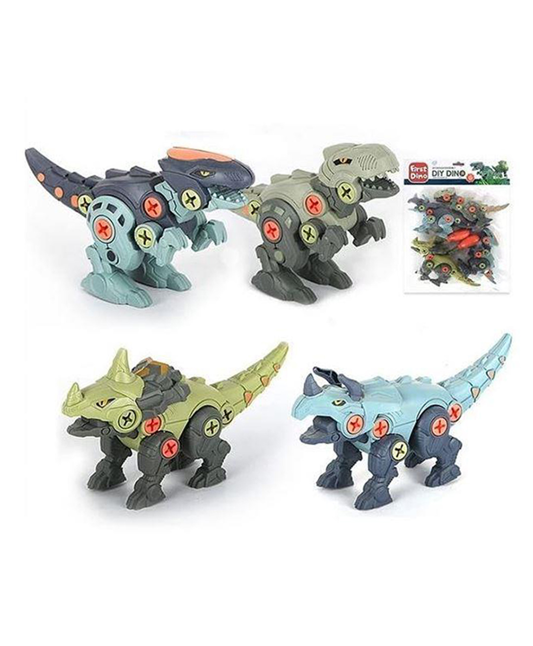 Sanjary DIY Dino Set  4 DINOSAURS WITH 2 SCREW DRIVER Toys For kids 6pcs set -Color May Vary-image-9