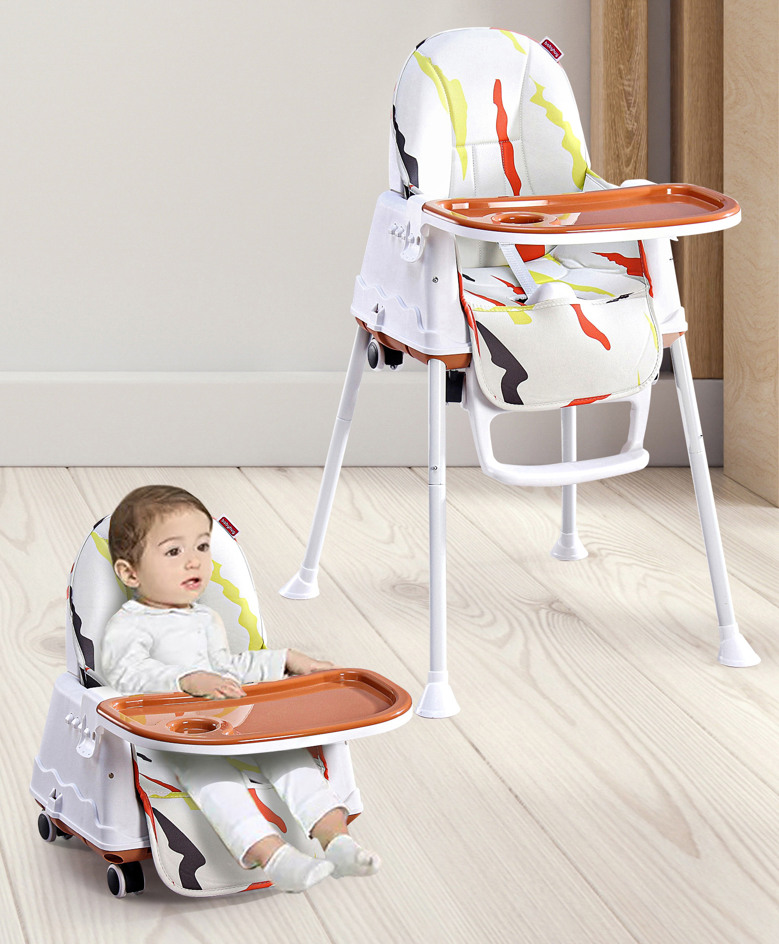 Babyhug 3 in 1 Comfy High Chair with Printed Cushion
