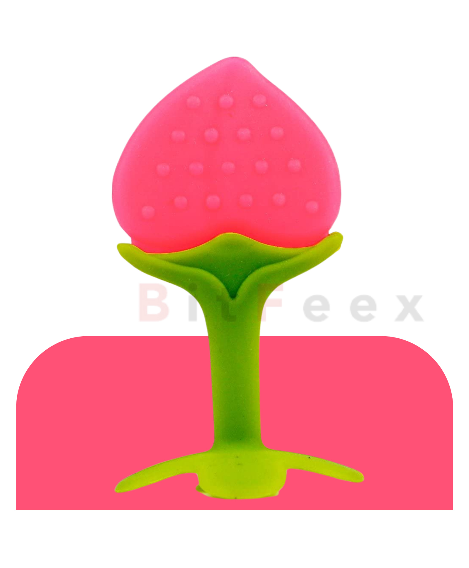 BitFeex Peach Shape Silicone Soft Fruit Sensory Teether Pacifier for Baby Infants and Toddlers - Pink-image-29