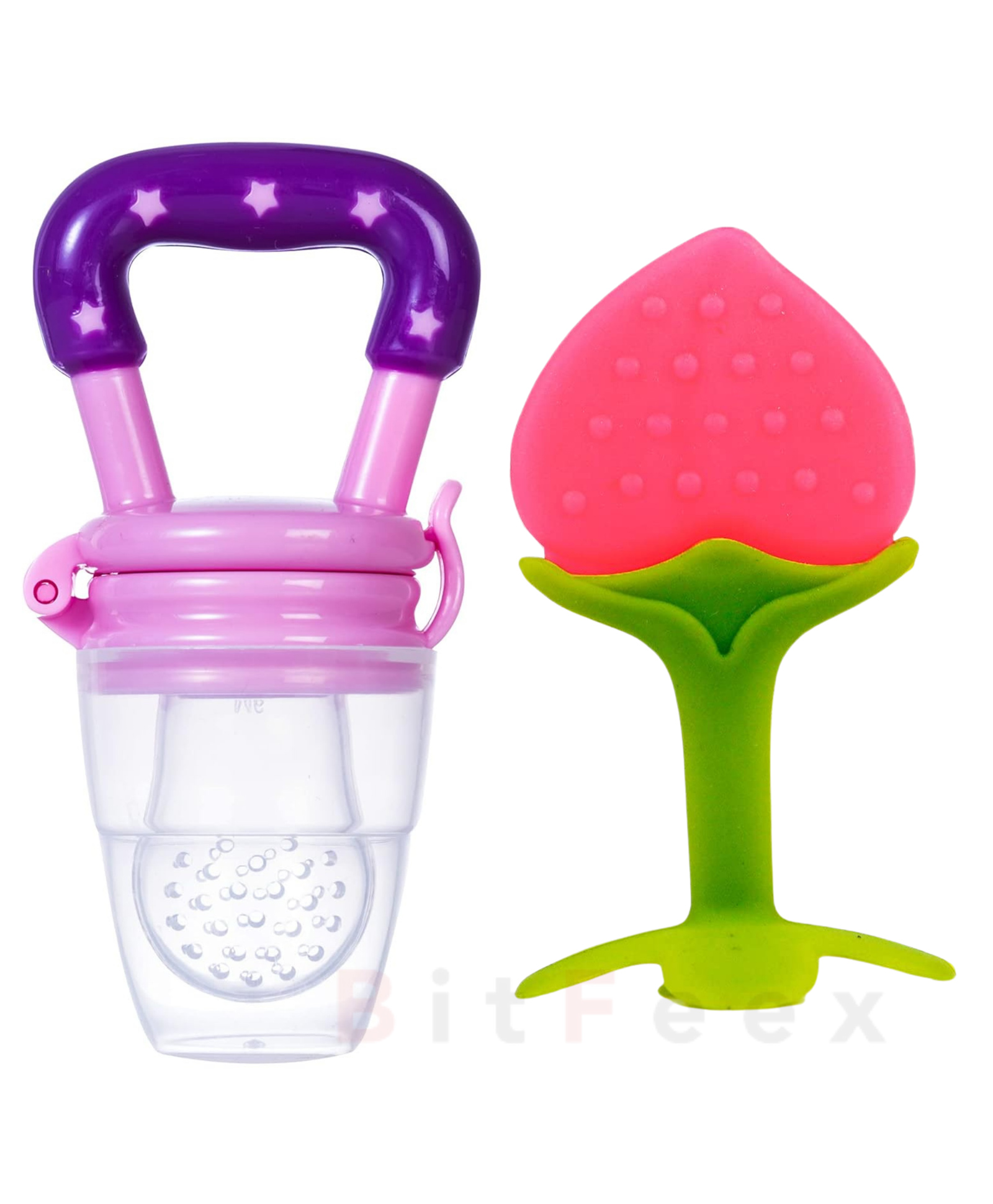 BitFeex Peach Silicone Food Fruit Nibbler with Extra Mesh Soft Pacifier Feeder Teether for Infant Baby Infant Elegant BPA Free-Pack of 2pcs-image-38