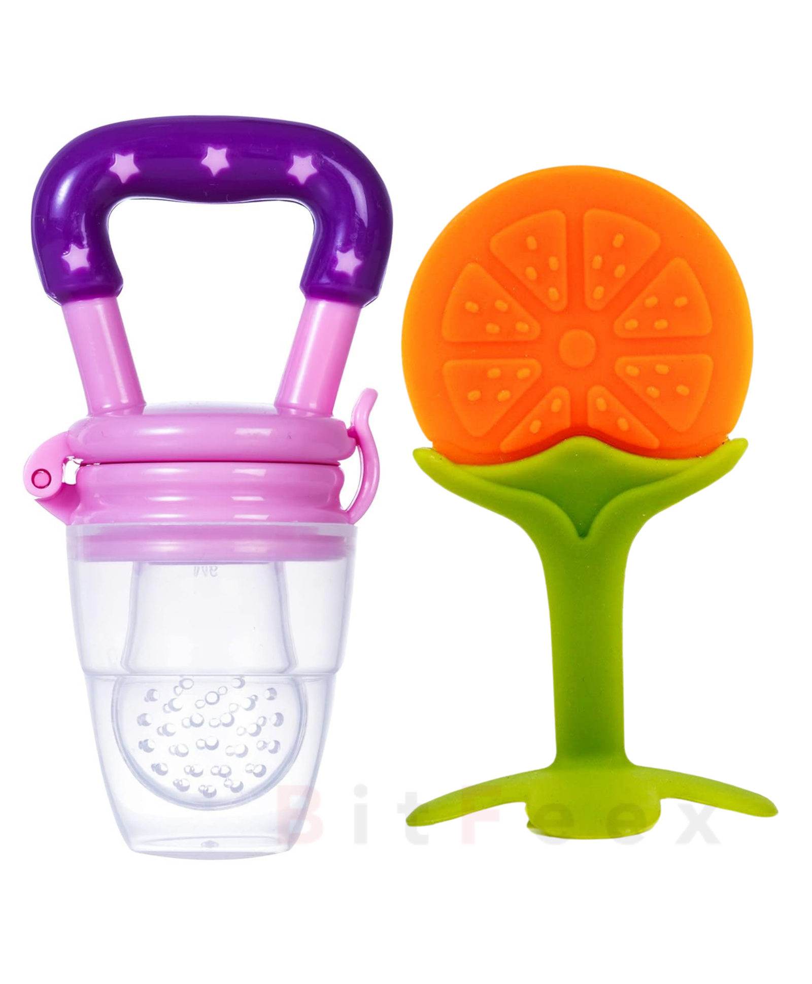 BitFeex Orange Silicone Food Fruit Nibbler with Extra Mesh Soft Pacifier Feeder Teether for Infant Baby Elegant BPA Free-Pack of 2pcs-picture-17