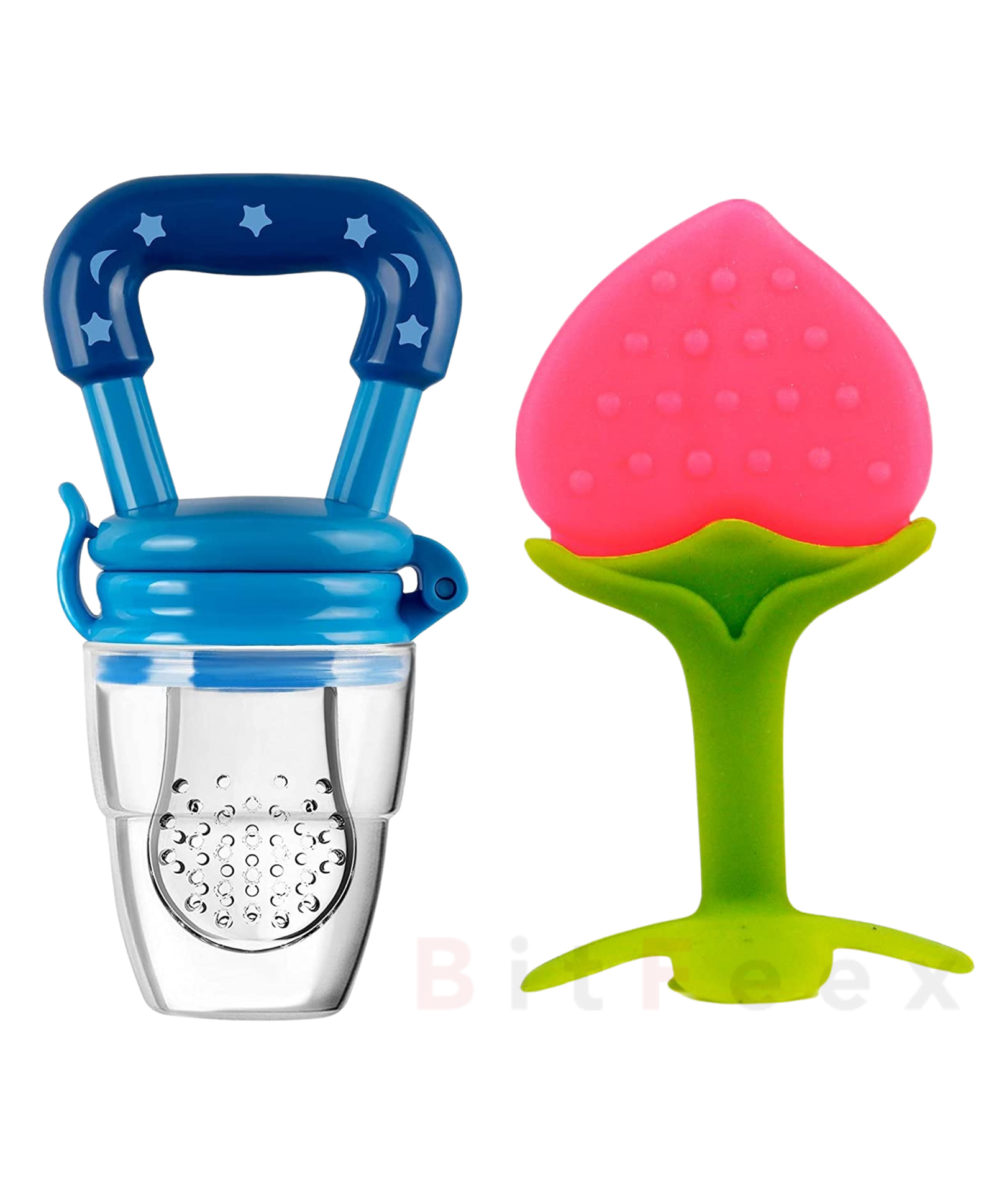 BitFeex Peach Silicone Food Fruit Nibbler with Extra Mesh Soft Pacifier Feeder for 6-12 Months Infant Baby Elegant BPA Free-Pack of 2pcs-image-20