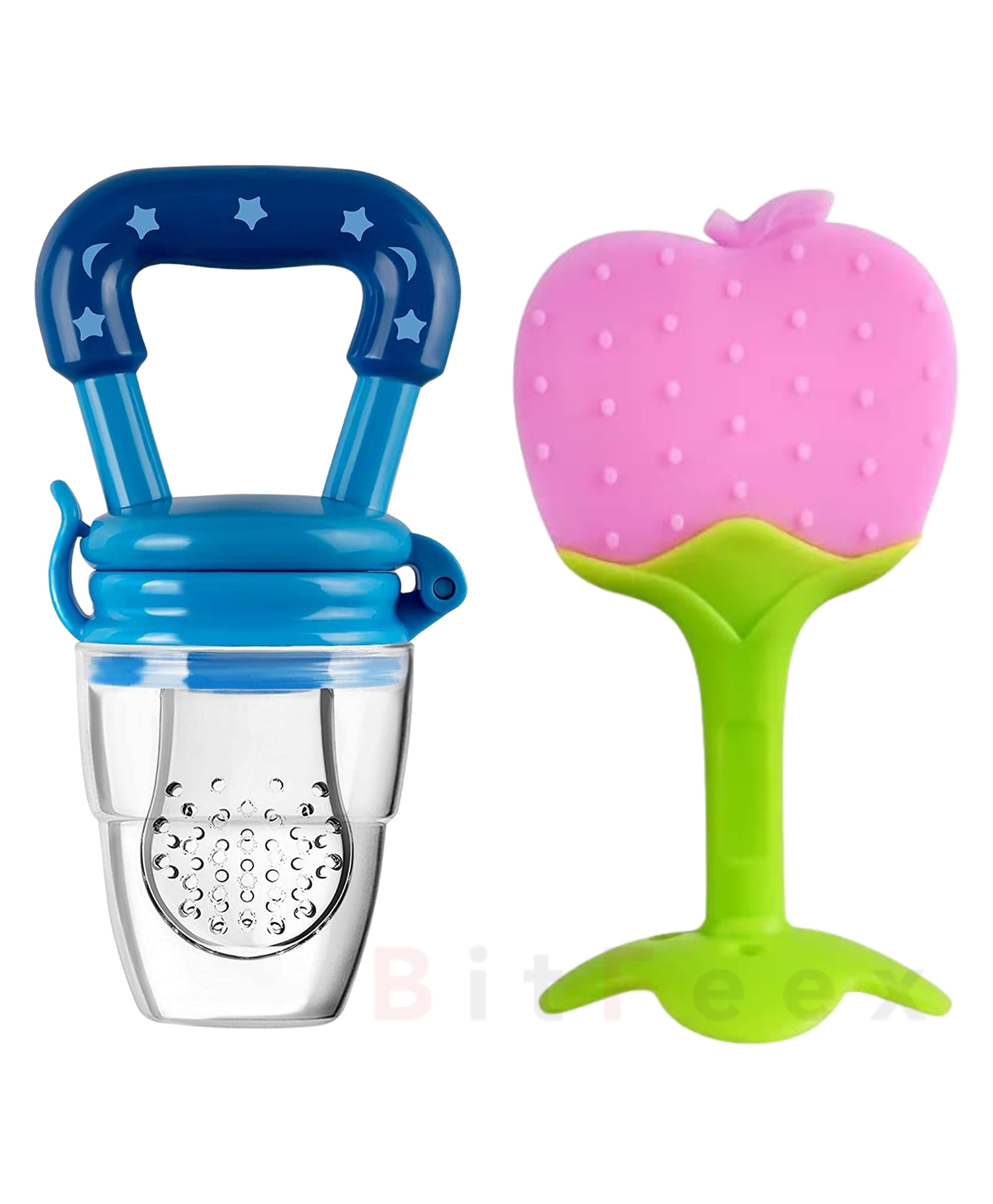 BitFeex Apple Silicone Food Fruit Nibbler with Extra Mesh Soft Pacifier Feeder for 6-12 Months Infant Baby Elegant BPA Free-Pack of 2pcs-picture-41