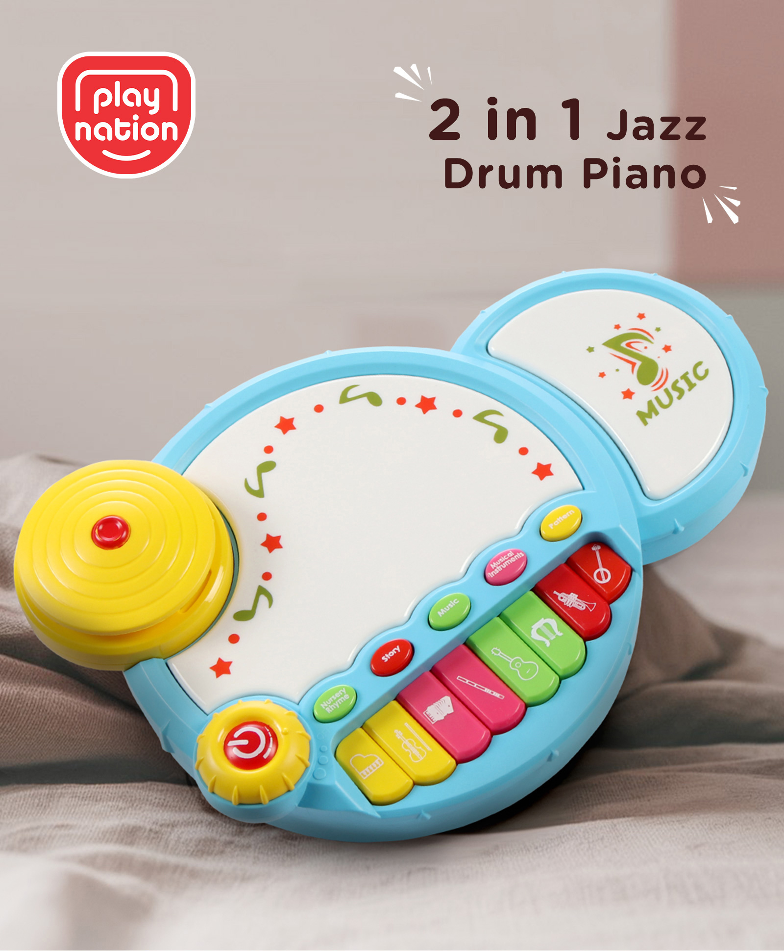 Play Nation 2 In 1 Jazz Drum Piano - Blue-picture-16