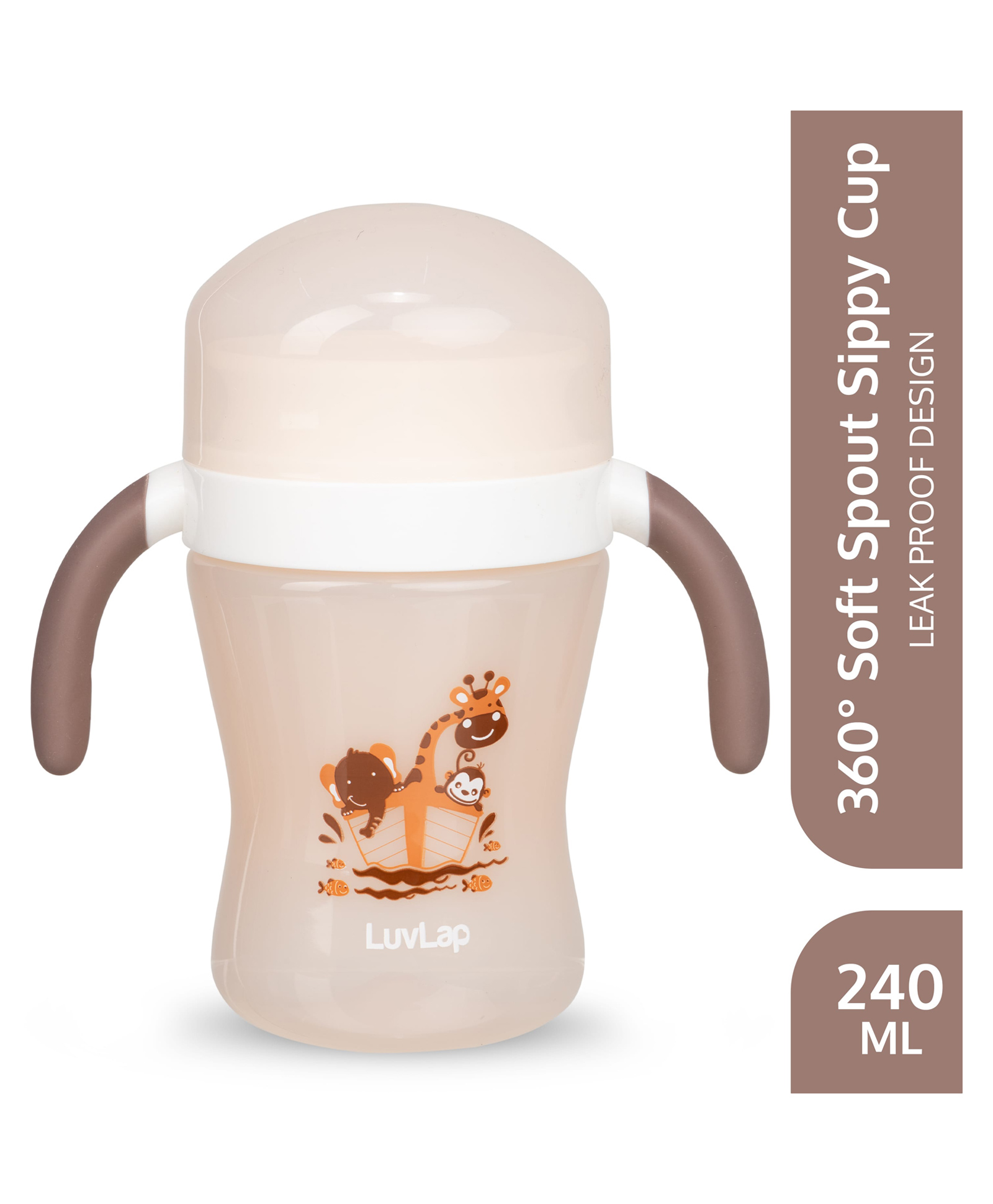 LuvLap 360° Soft Spout Baby Trainer Sipper Brown - 240 ml-picture-34