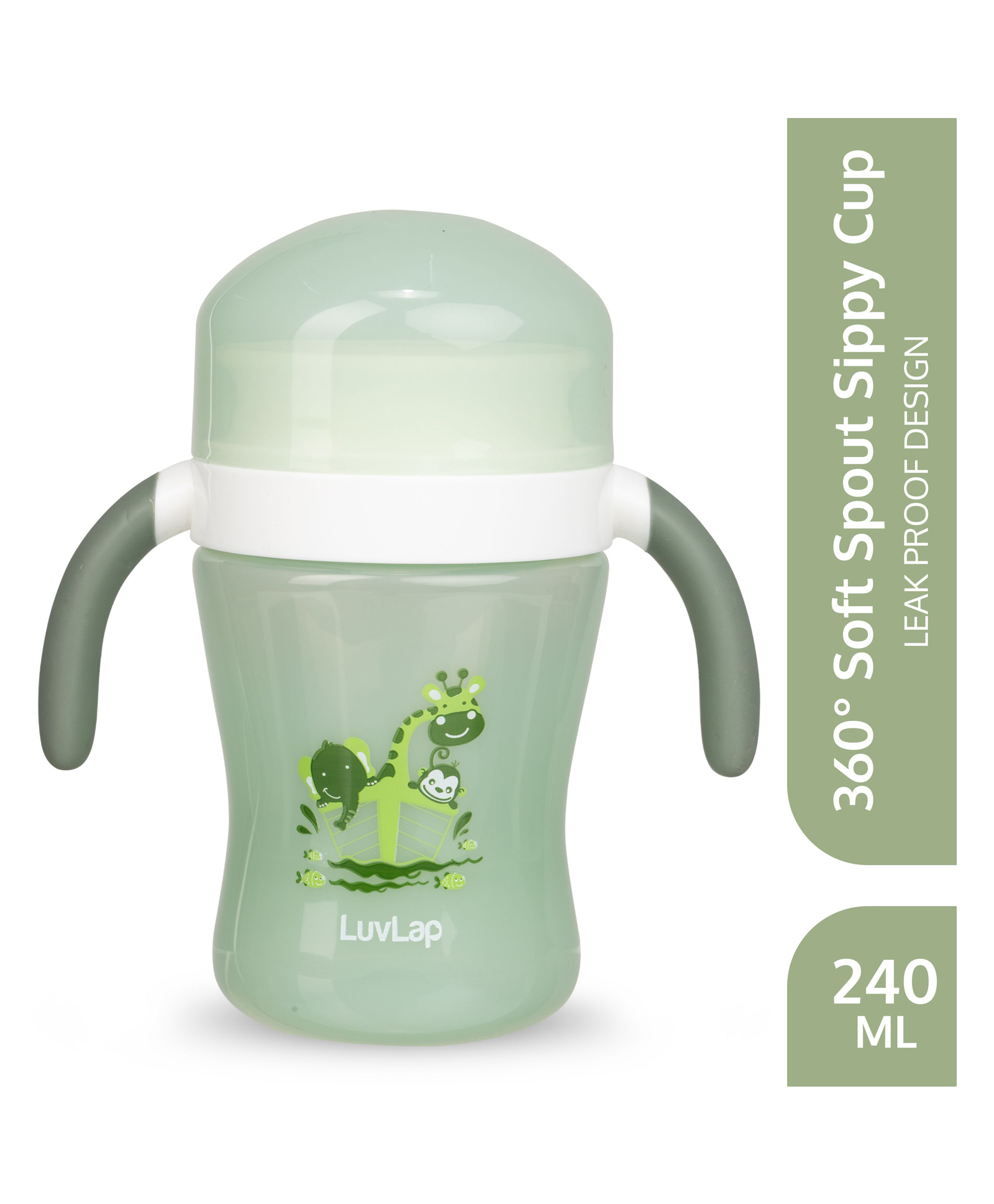 luvlap Luv Lap 360° Soft Spout Baby Trainer Sipper Green - 240 ml-picture-18