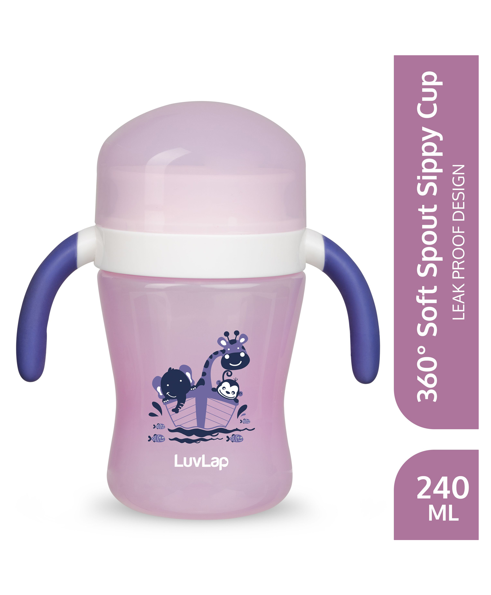 luvlap Luv Lap 360° Soft Spout Baby Trainer Sipper Purple - 240 ml-picture-32