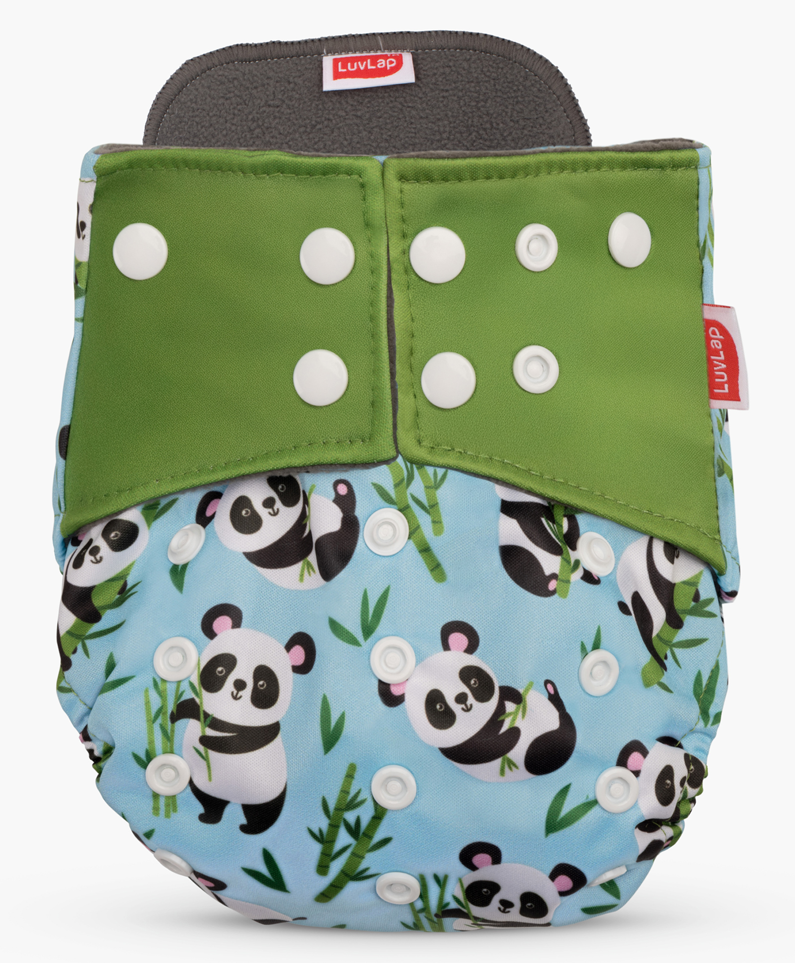 luvlap Luv Lap Double Leak Guard Reusable Bamboo Cloth Diaper - Green-picture-3