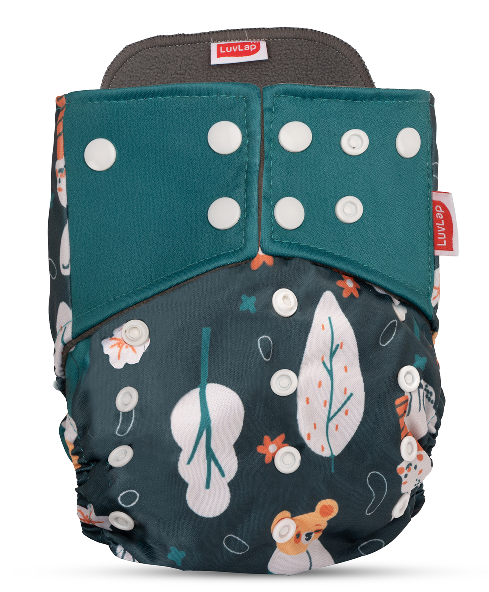 luvlap Luv Lap Double Leak Guard Reusable Bamboo Cloth Diaper - Dark Green-picture-4