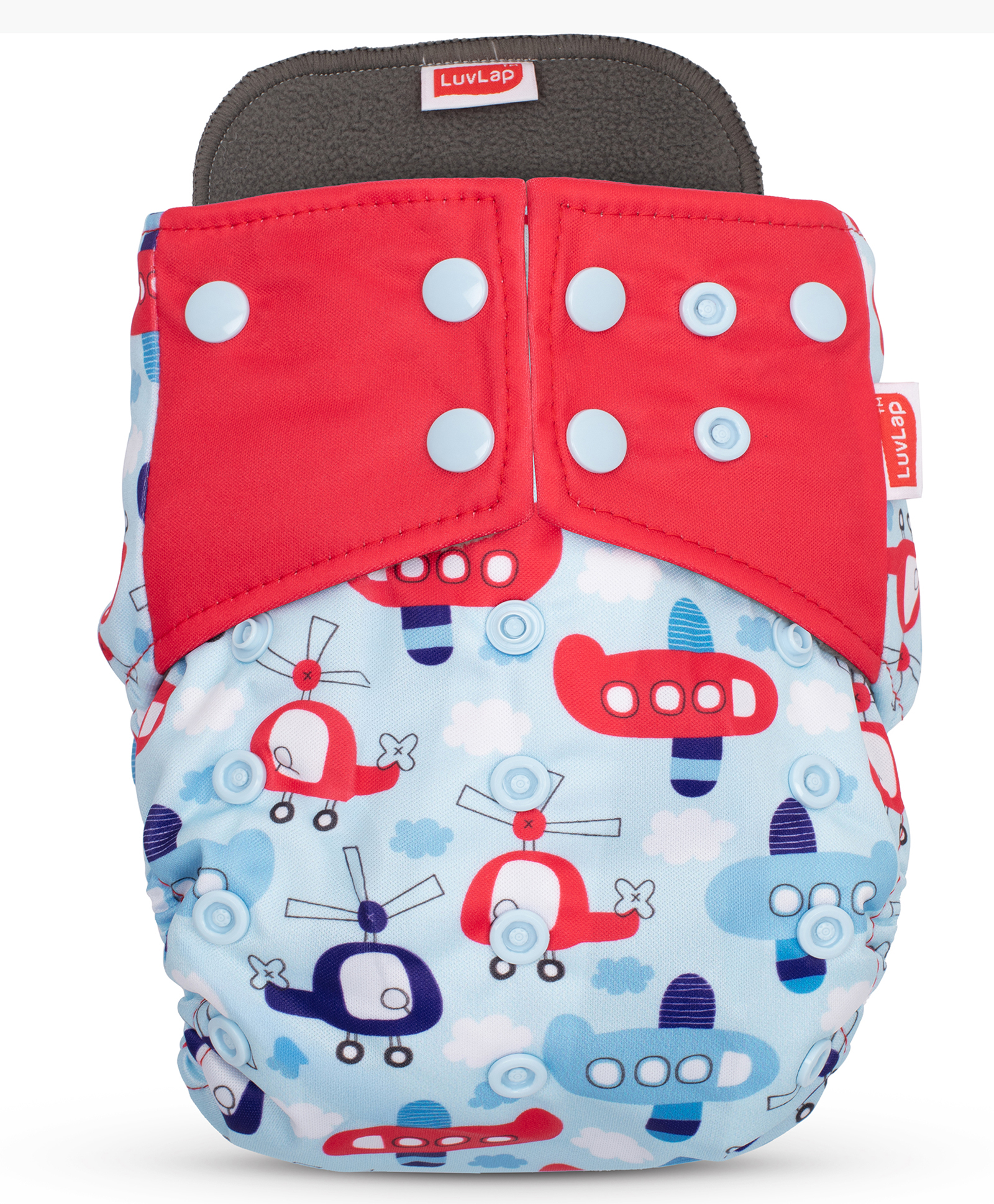 luvlap Luv Lap Double Leak Guard Reusable Bamboo Cloth Diaper - Light Blue-picture-13