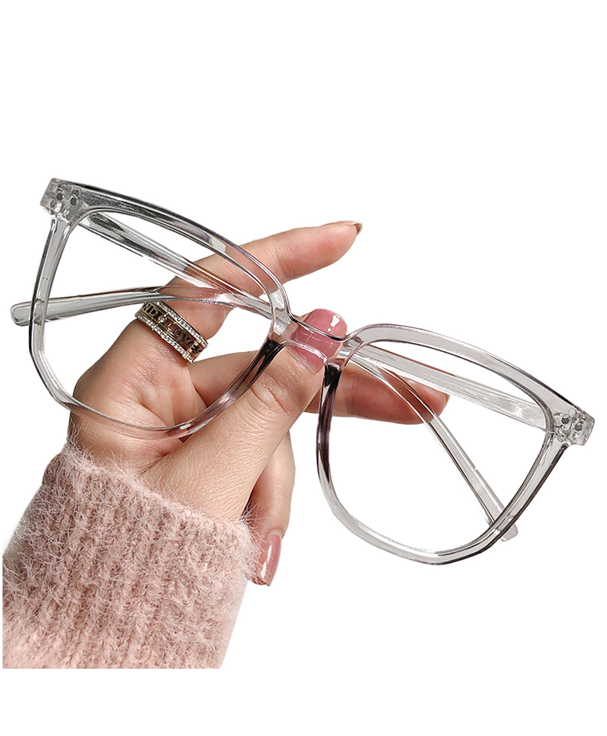 SYGA Women Anti-Blue Light Plain Glasses For Adult Student Glasses (Transparent gray frame)-image-34